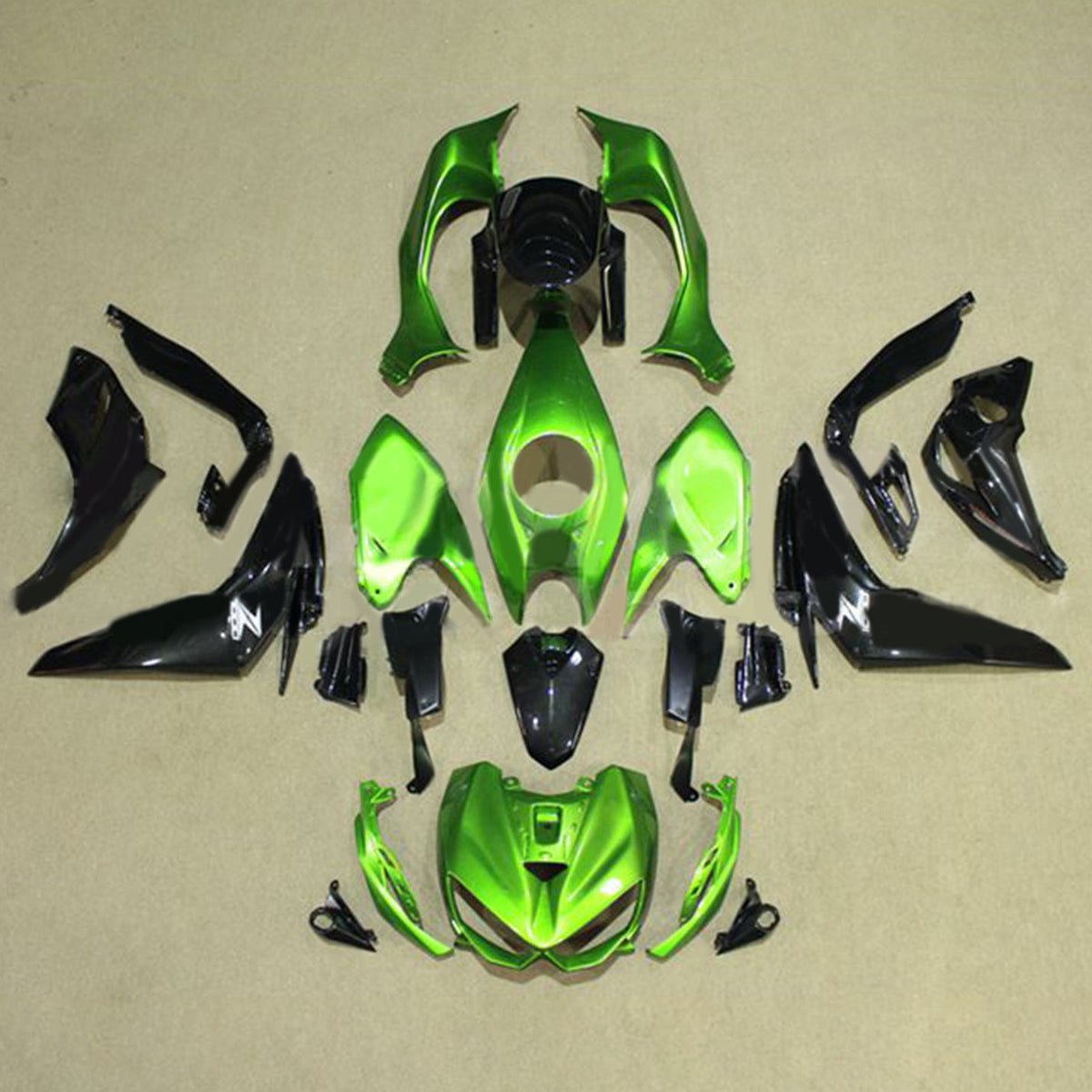 Amotopart 2014-2017 Z1000 Kawasaki Kit de carenado verde y negro