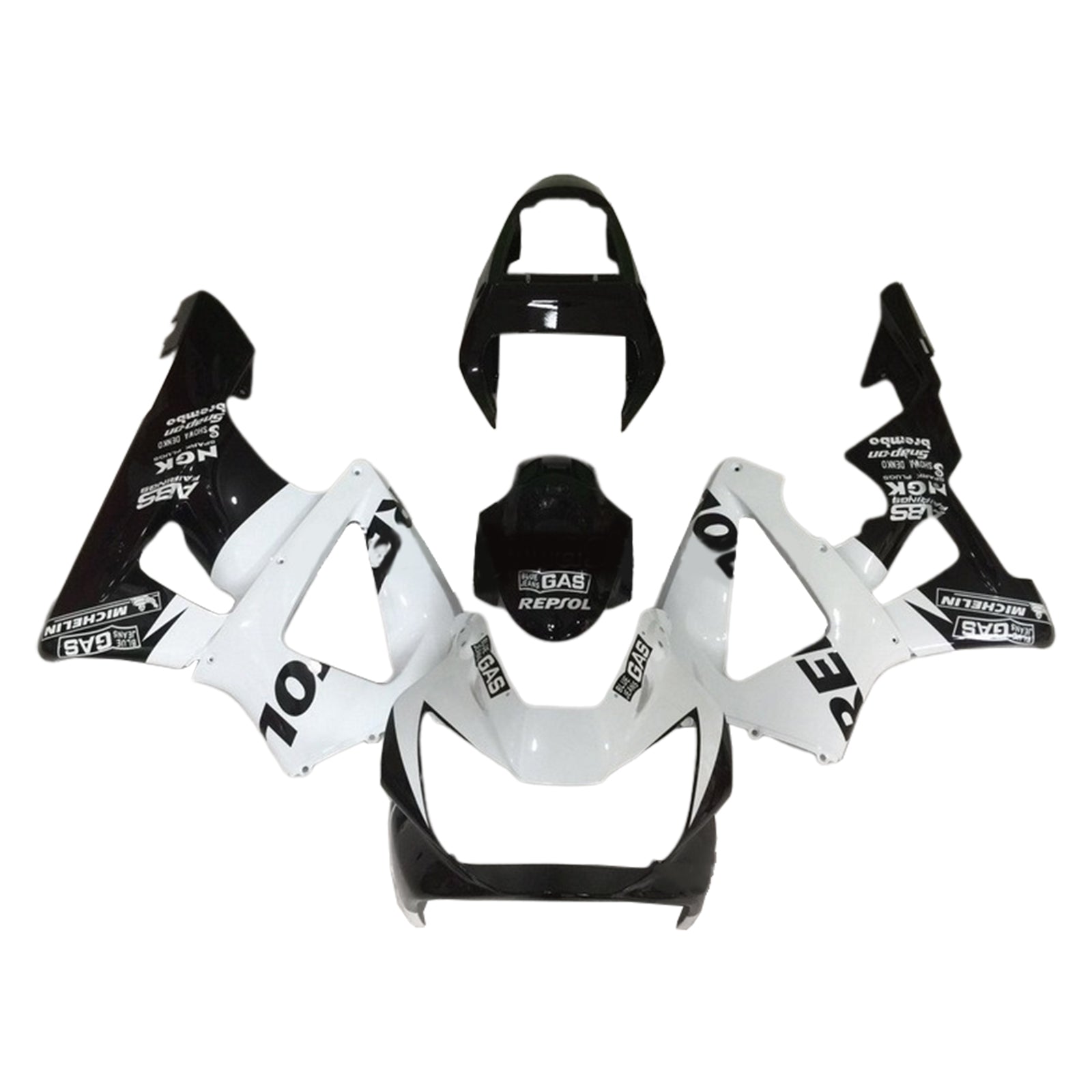 Amotopart 2000-2001 Honda CBR929RR White Black &Patterns Fairing Kit