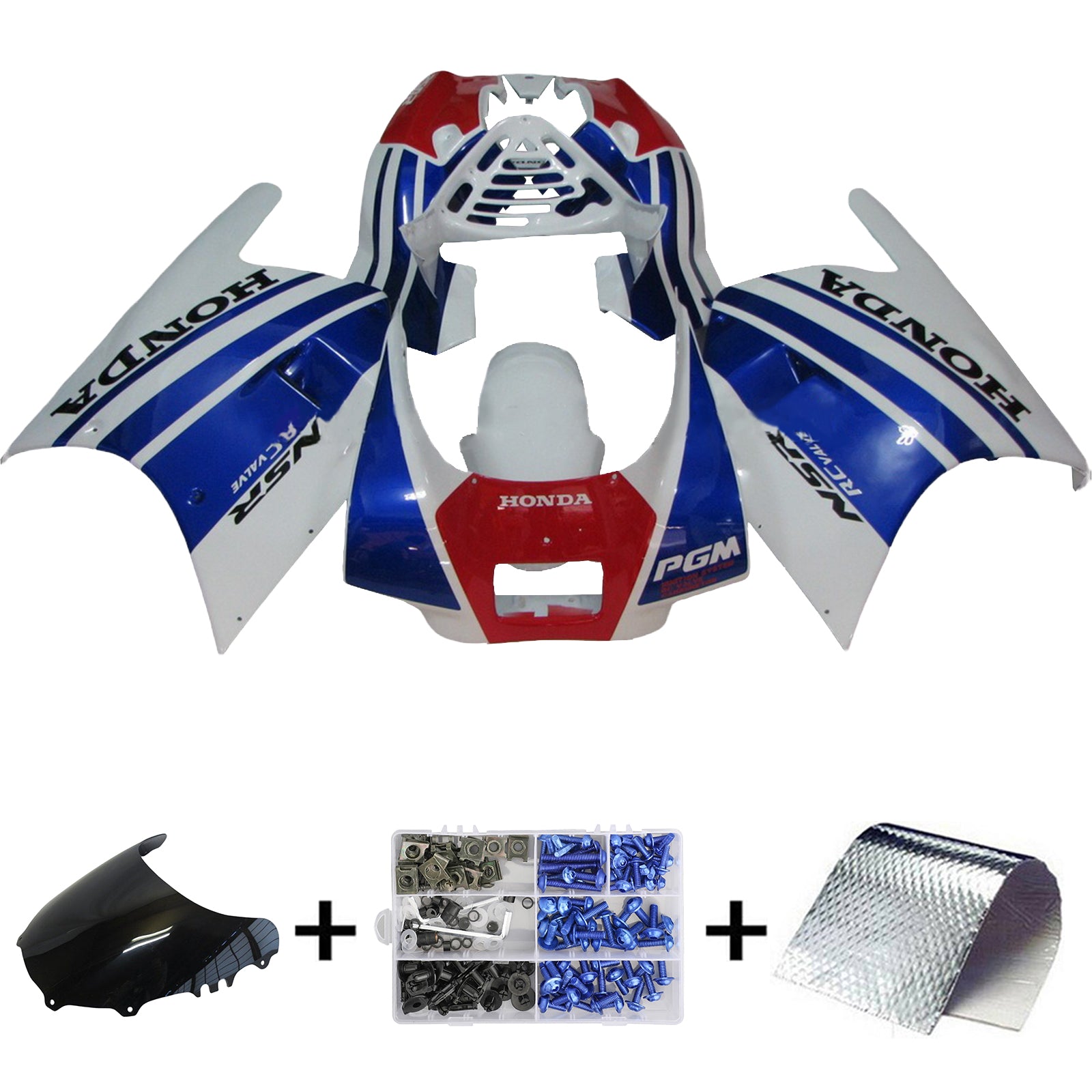 Amotopart Honda NSR250R 1988-1989 Blue&Red Fairing Kit