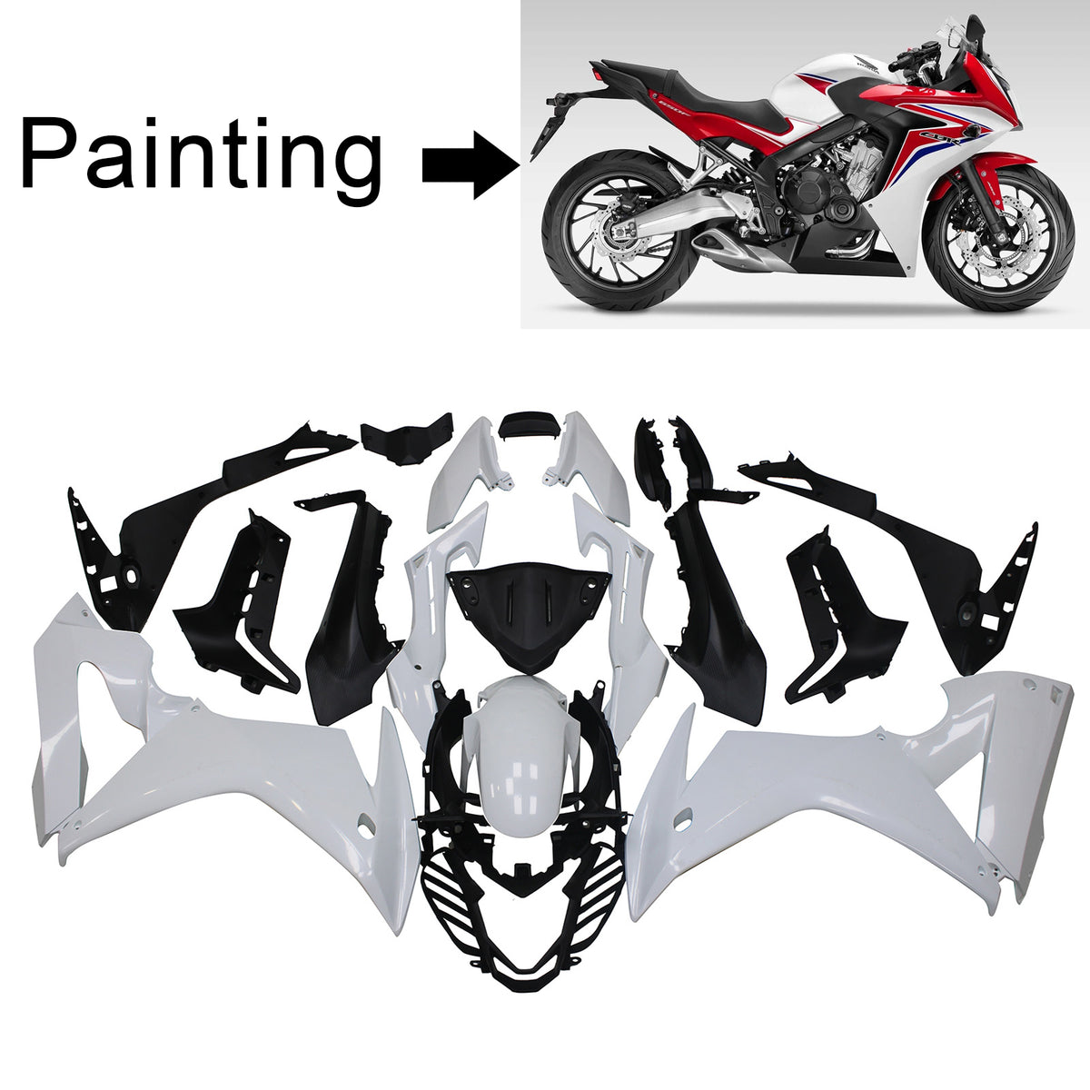 Amotopart 2017-2019 Honda CBR650F Kit de carenado rojo y blanco