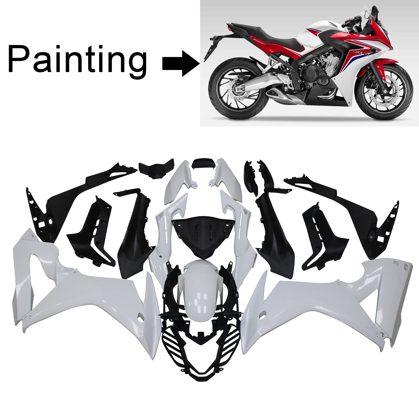 Amotopart 2017–2019 Honda CBR650F rot-weißes Verkleidungsset