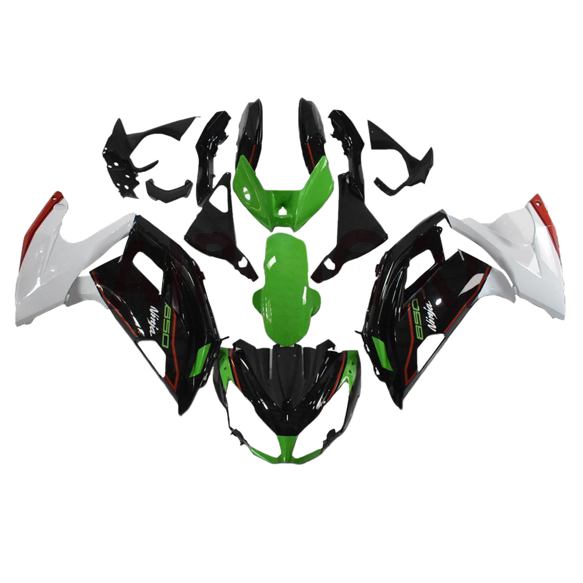 Amotopart 2012-2016 Kawasaki ER6F/Ninja650 Black Green White Fairing Kit