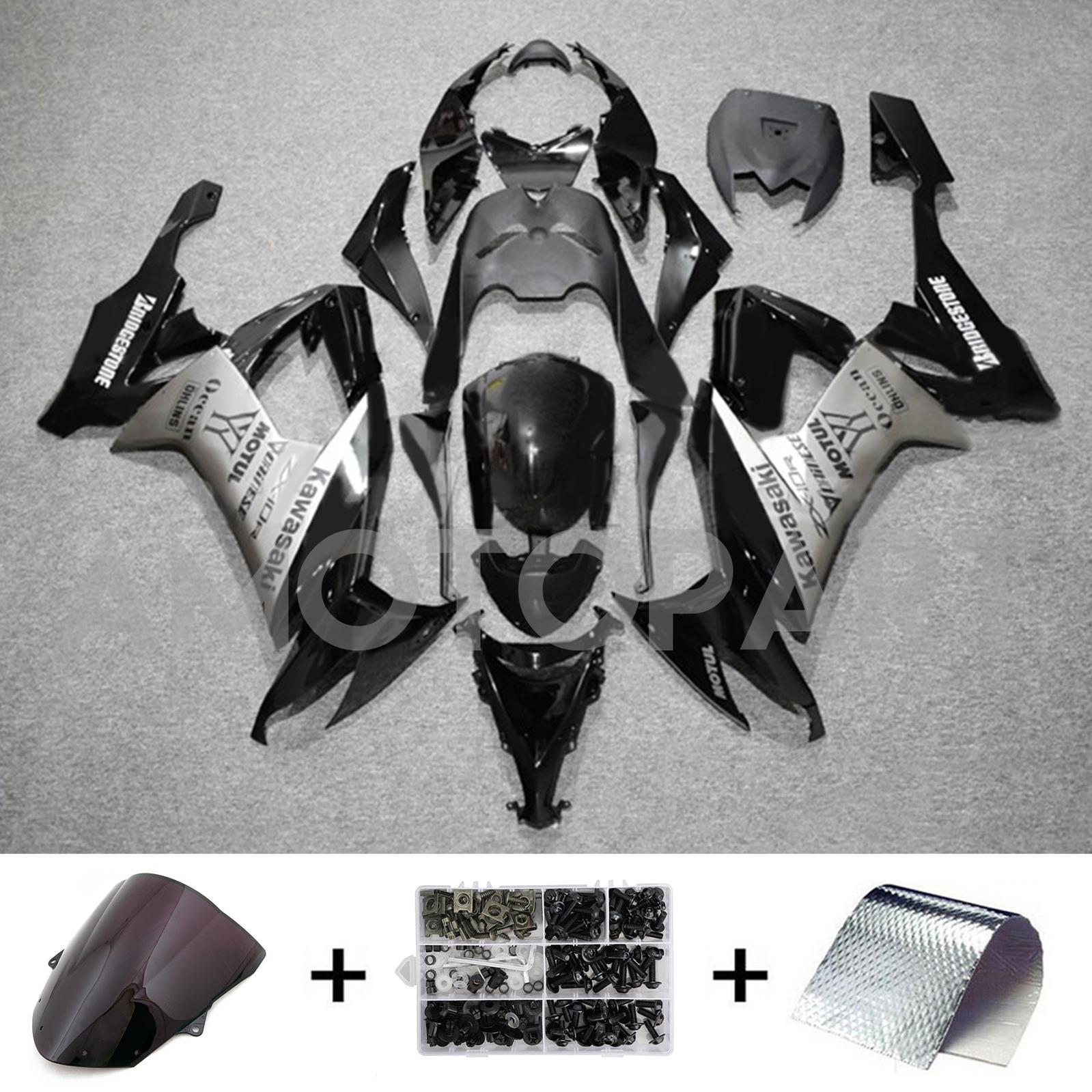 Amotopart 2008-2010 Kawasaki ZX10R Black&Grey Fairing Kit