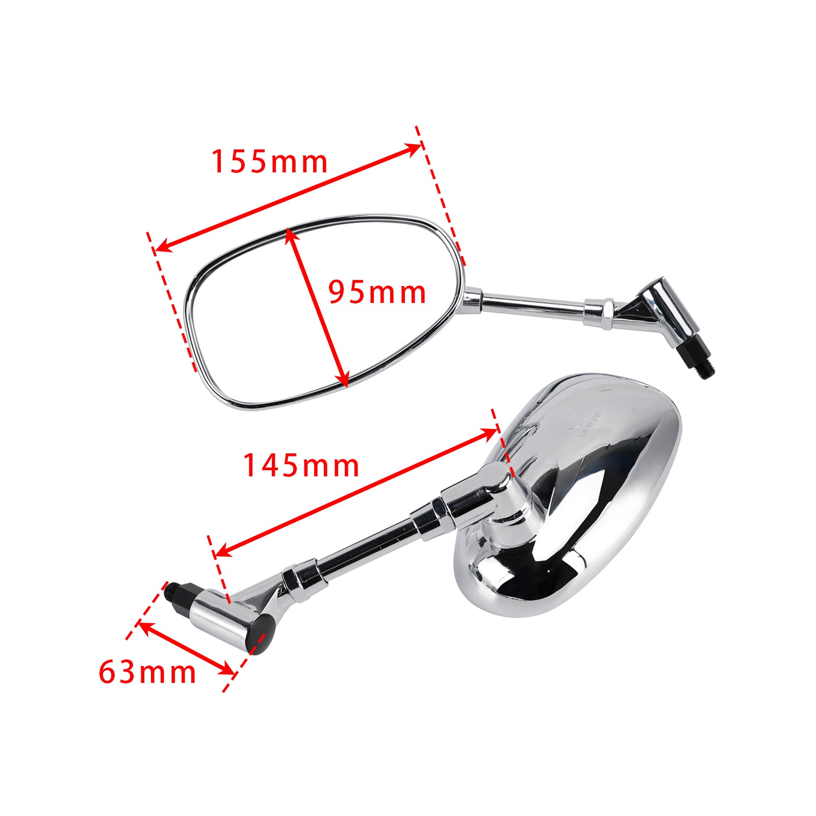 Honda VTX1300S 2003-2007 VTX1800C 2002-2006 Set of 2 Chrome Rearview Mirrors