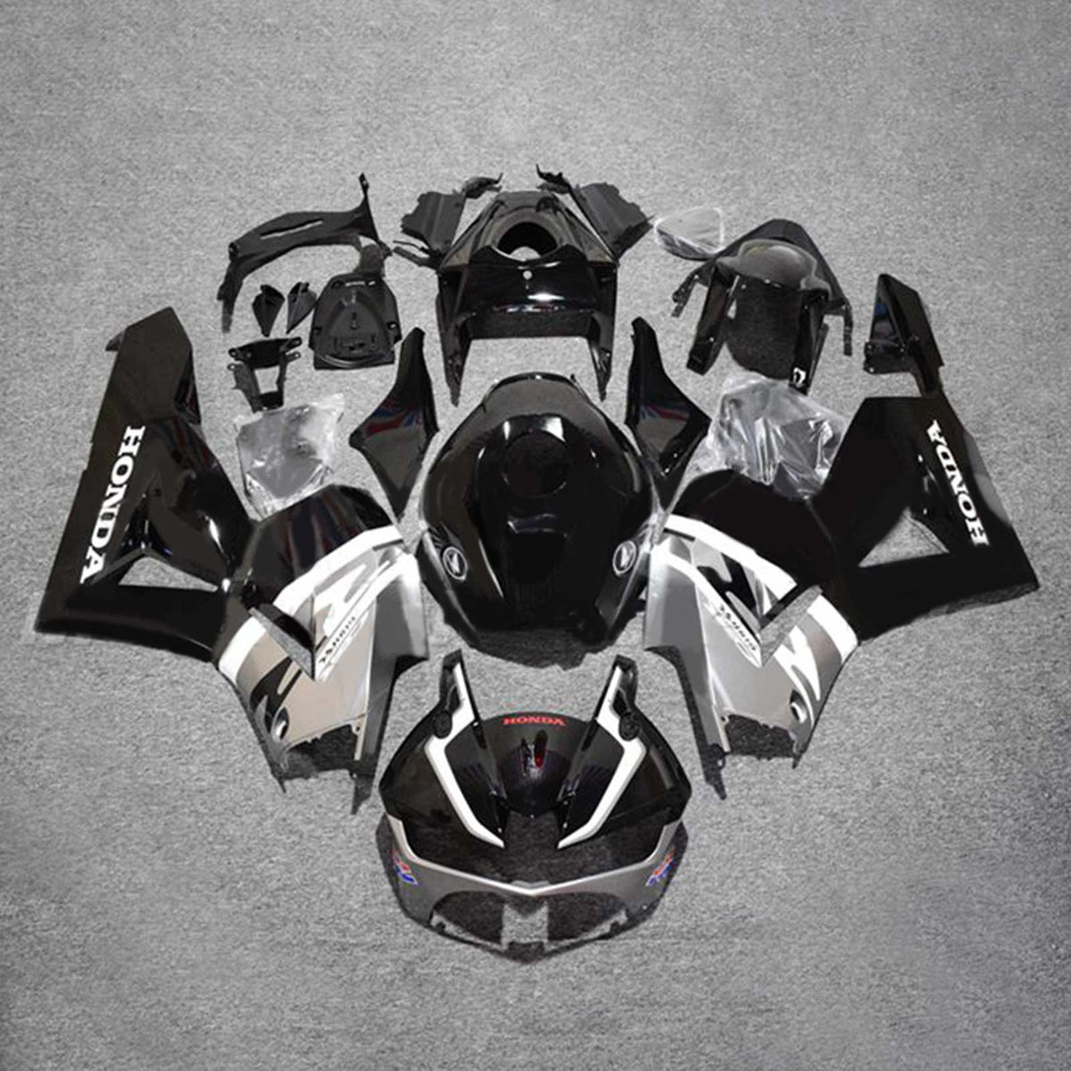 Amotopart 2013-2023 F5 CBR600RR Honda Kit de carenado negro y gris