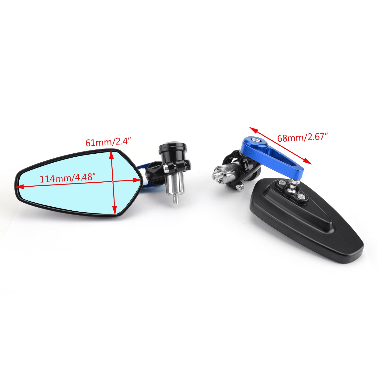 1 Pair 22mm 7/8" Motorcycle Rear View Handle Bar End Side Rearview Mirrors