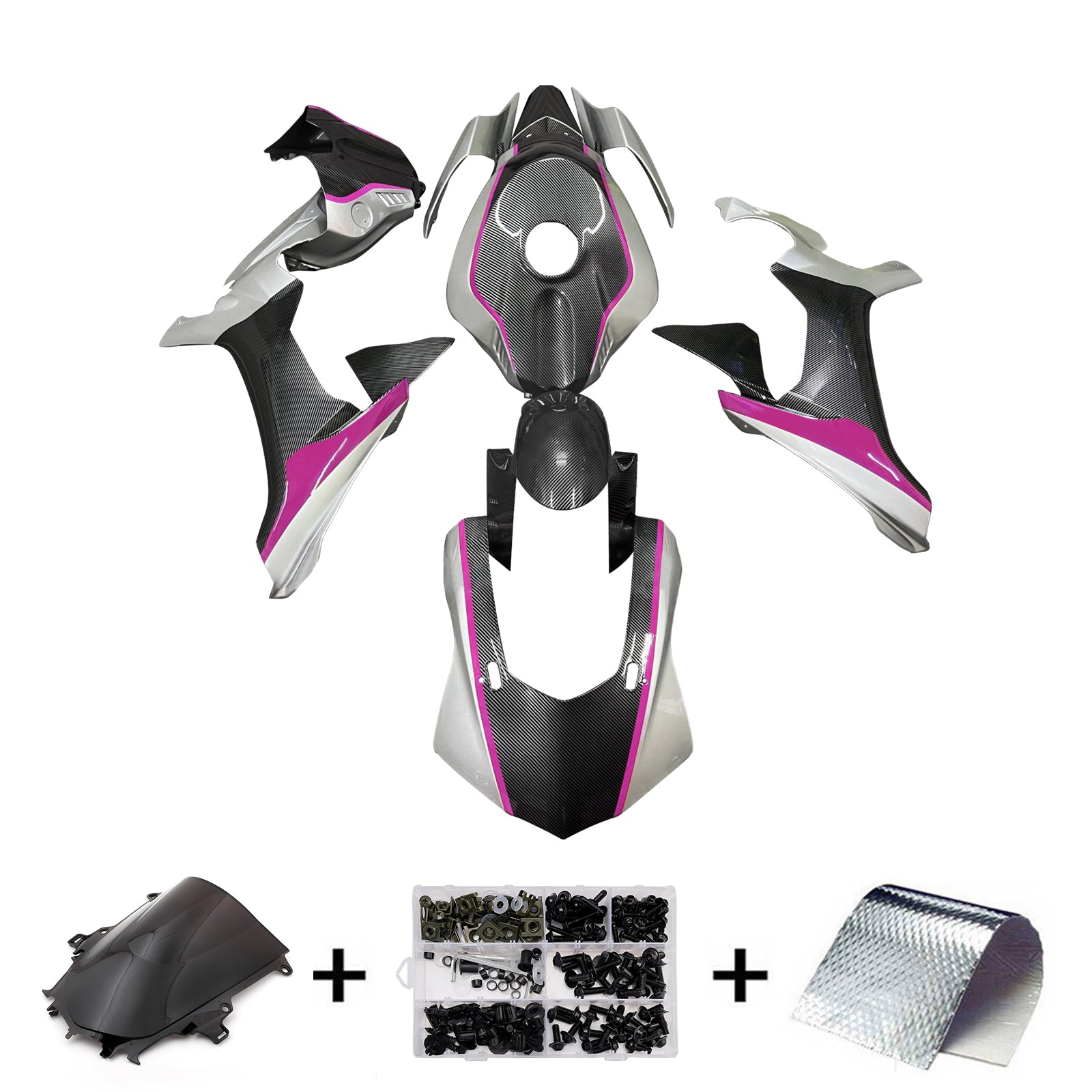 Amotopart 2015-2019 Yamaha  YZF-R1 Carbon Fiber Pattern
Grey & Purple Fairing Kit