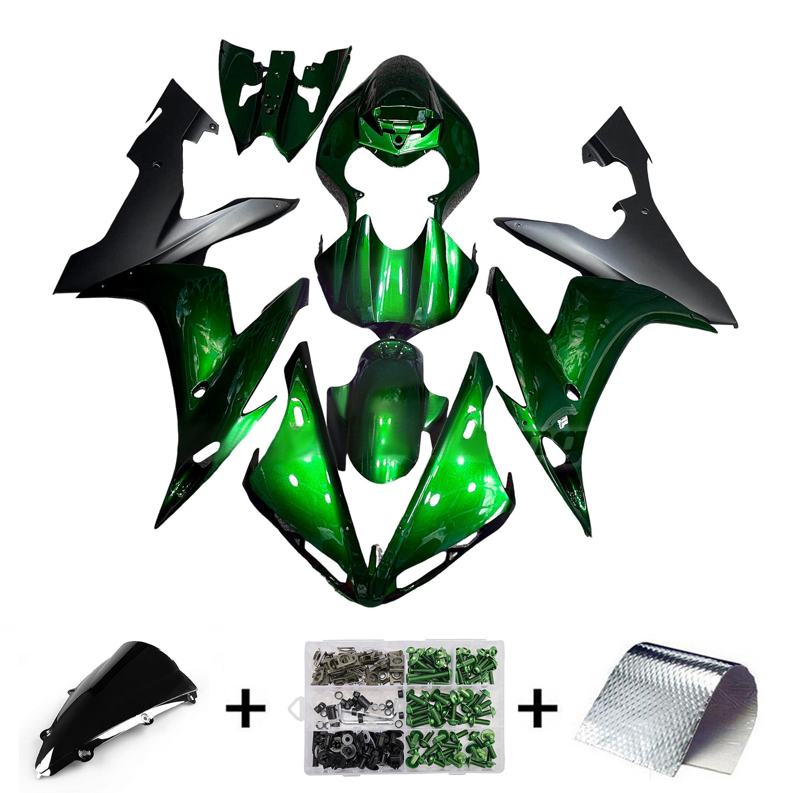 Amotopart 2004-2006 Yamaha YZF-R1 Gloss Green Black Fairing Kit