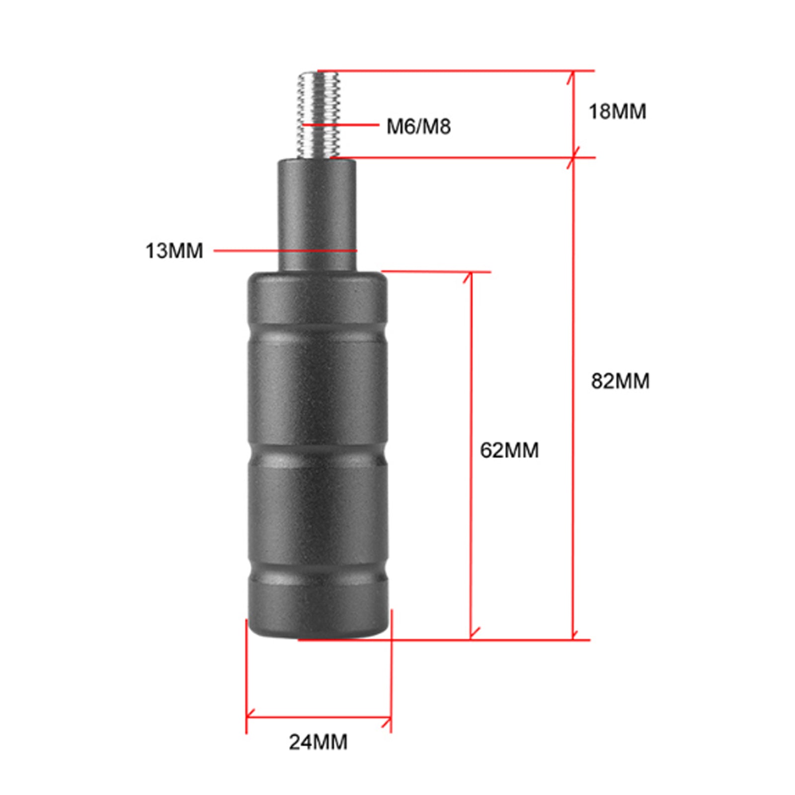 Barre de Support d'extension de Support de phare antibrouillard de moto noir M8 M6