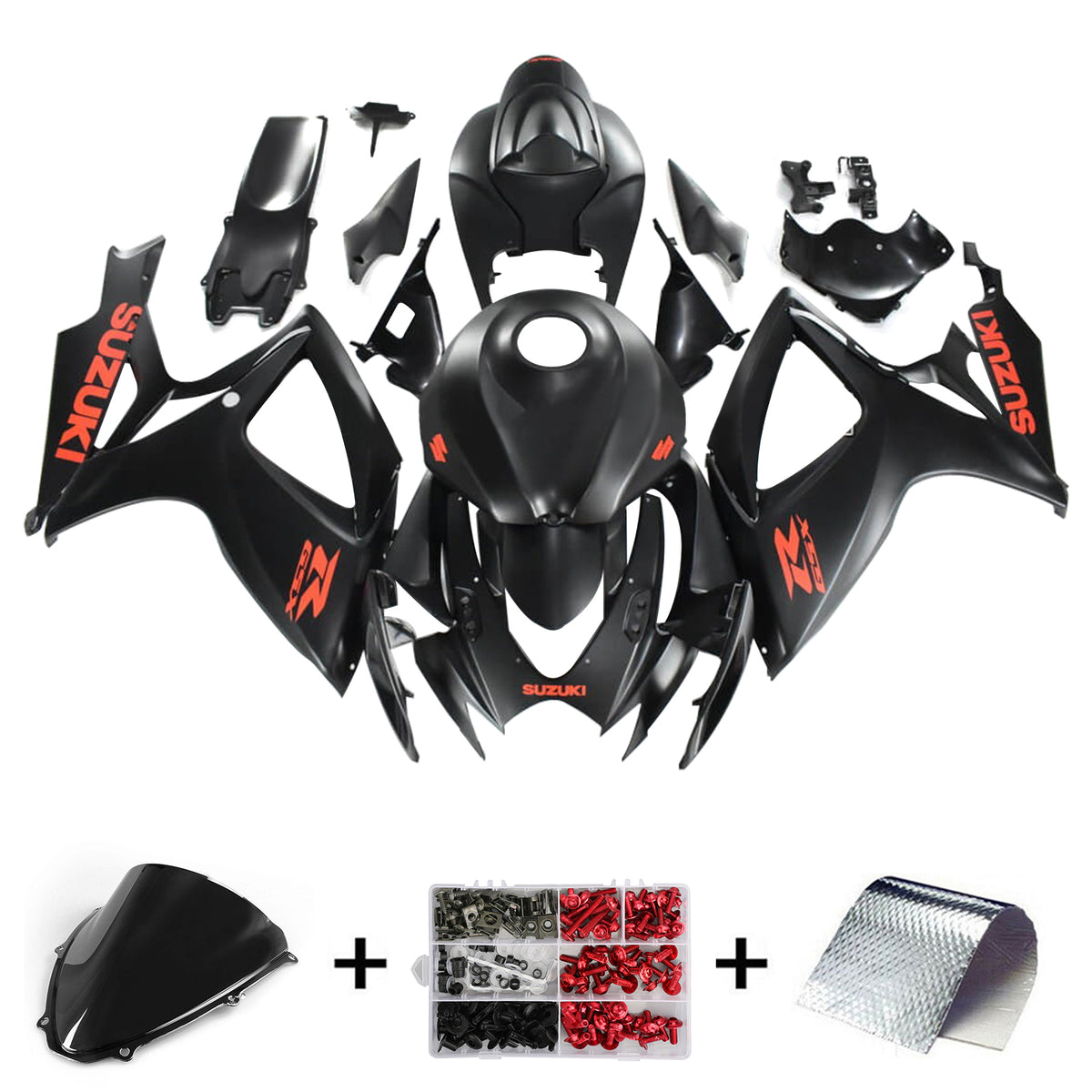 Amotopart 2006-2007 K6 GSXR 600/750 Suzuki Black with Red Logo Fairing kit