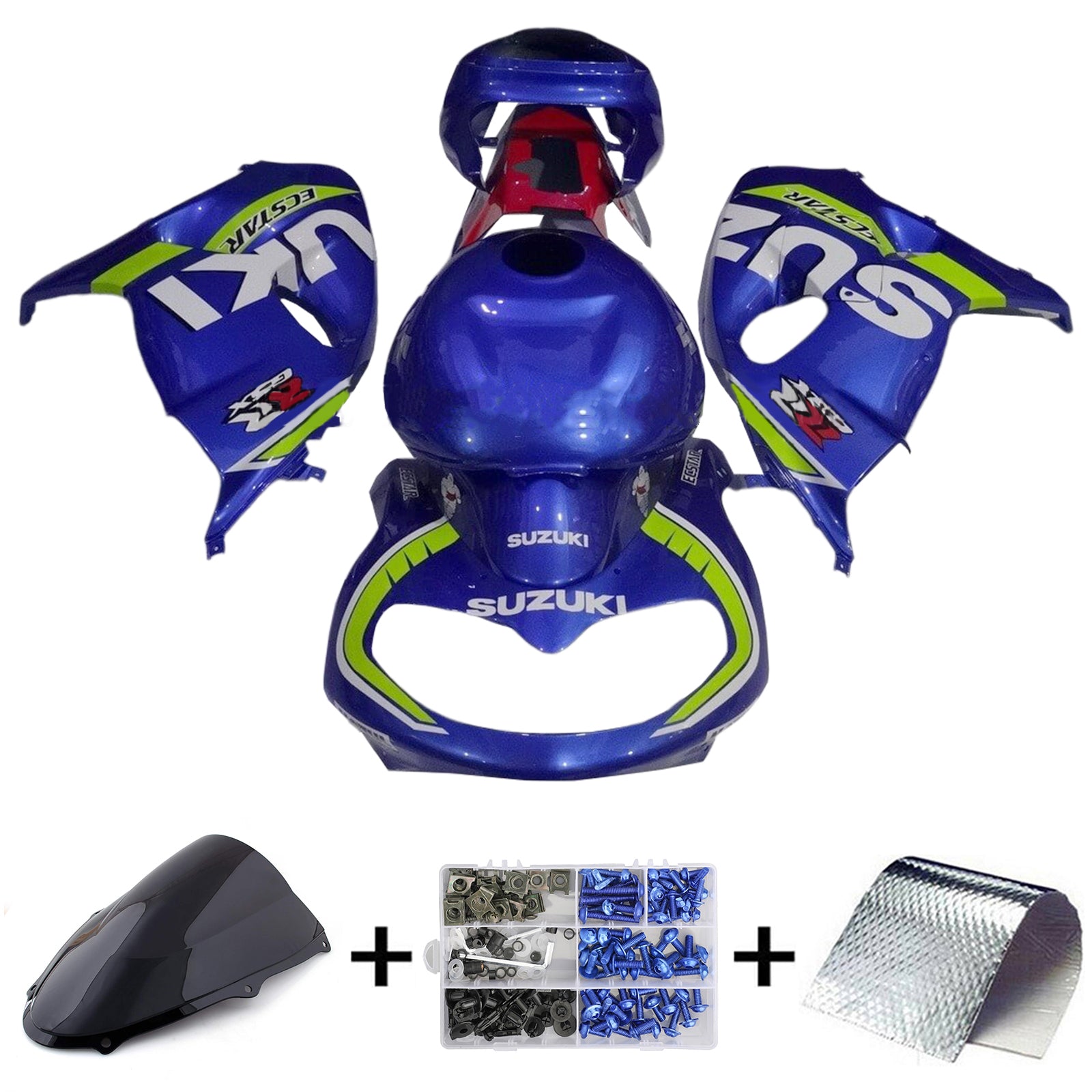 Amotopart 1998–2003 TL1000R Suzuki Blau und Neongrün Verkleidungsset