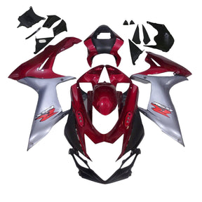 Amotopart 2011-2024 K11 GSXR 600/750  Suzuki Grey&Red Fairing Kit