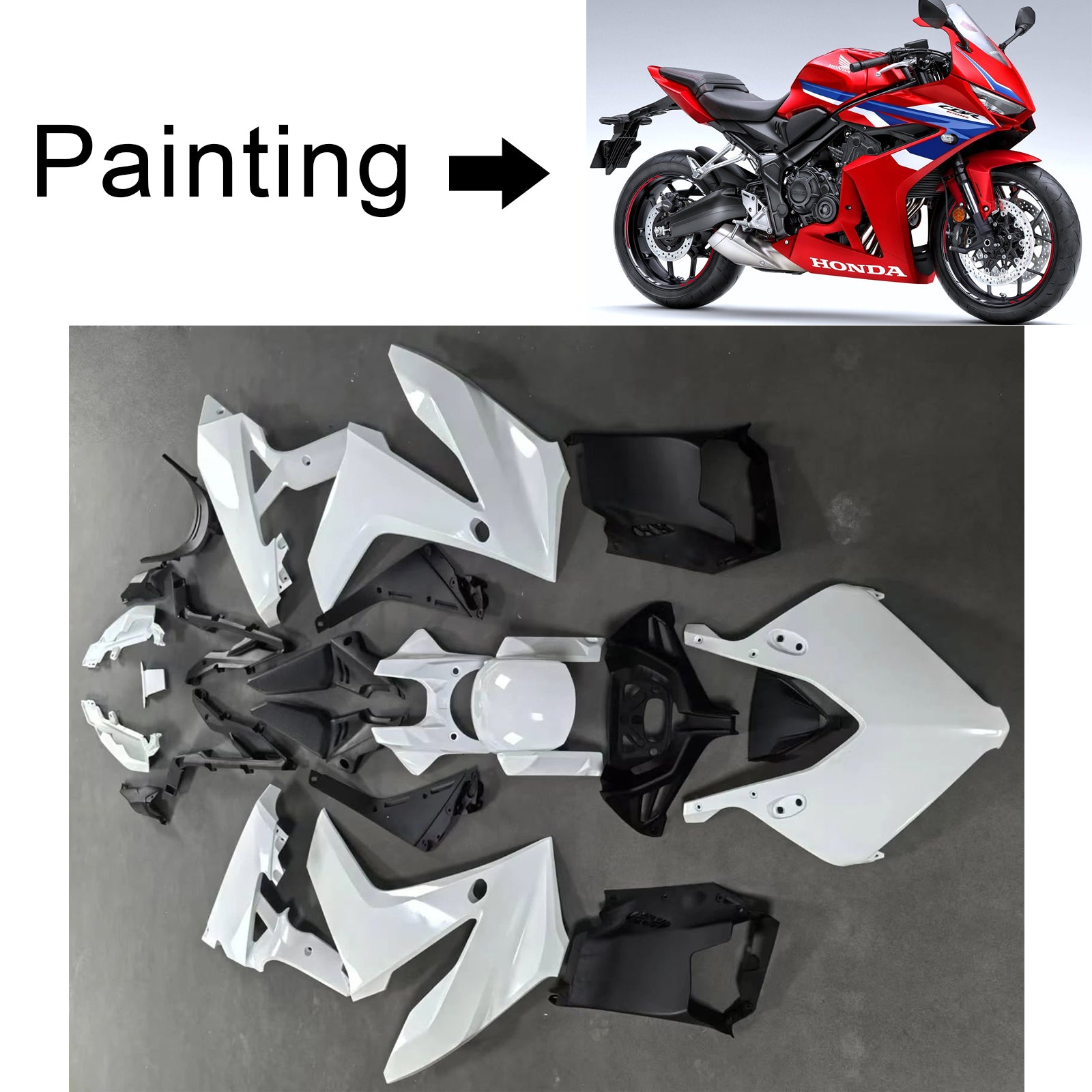 Amotopart 2024-2025 Honda CBR650RR Black Red Fairing Kit