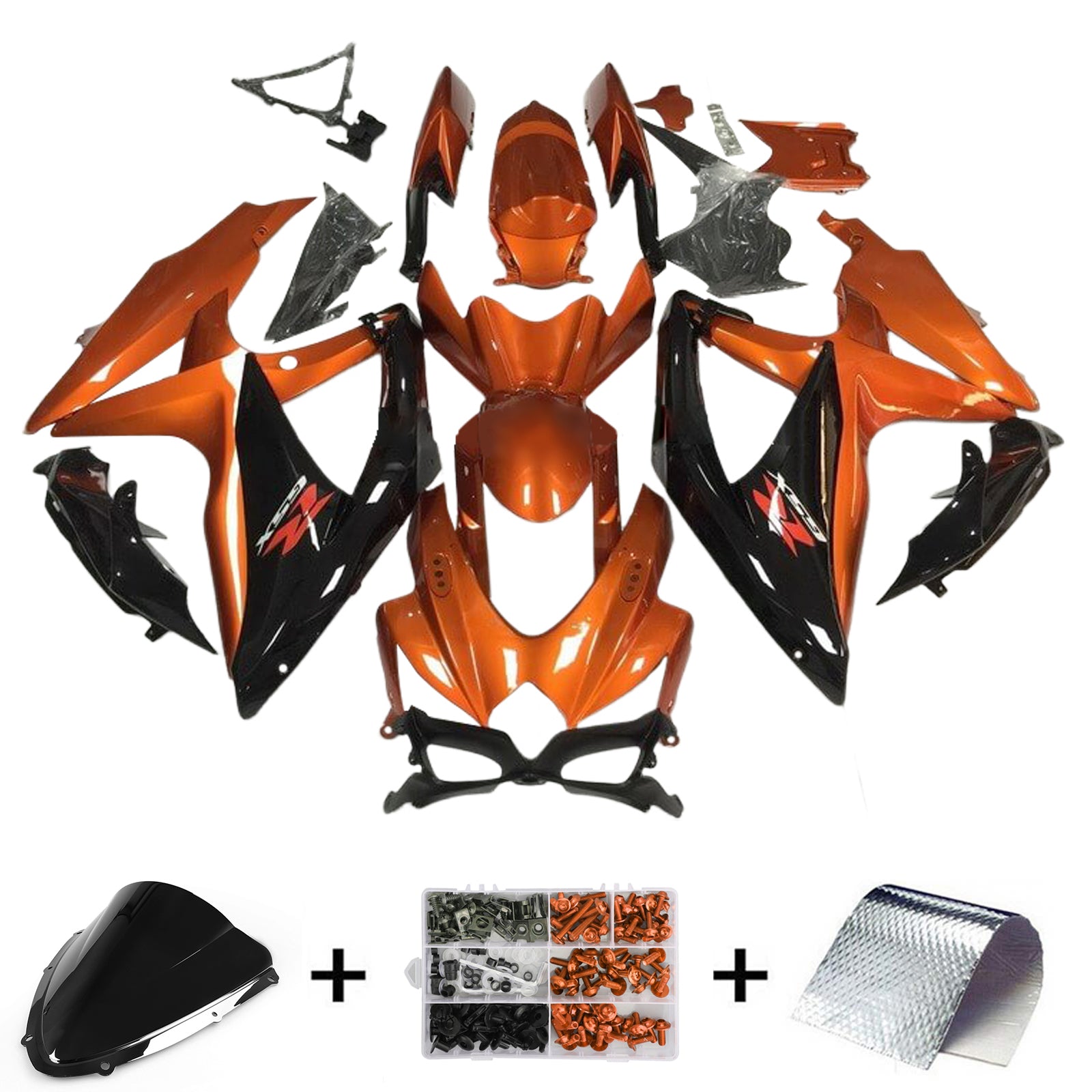 Amotopart 2008-2010 K8 GSXR 600/750 Suzuki Orange&Black Fairing Kit