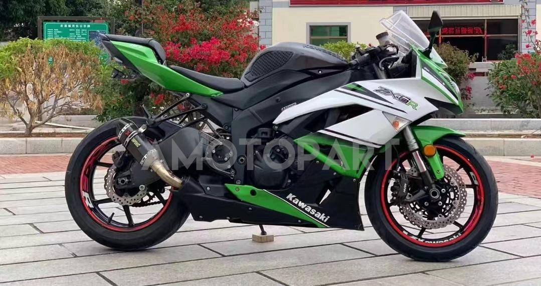 Amotopart Kit carena Kawasaki ZX6R 636 verde e bianco 2009-2012