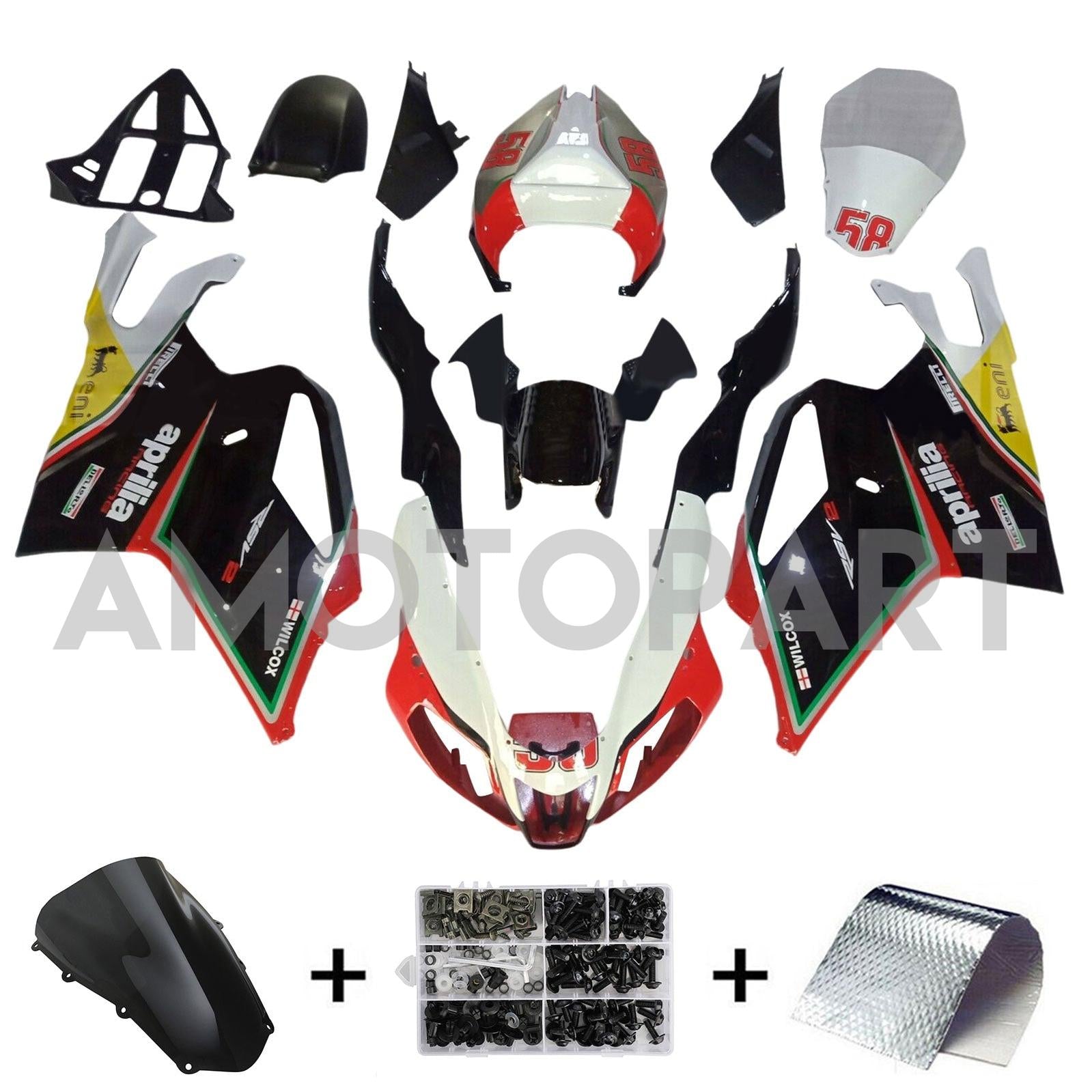 Amotopart 2003-2006 Aprilia RSV1000 Red&Black Style2 Fairing Kit