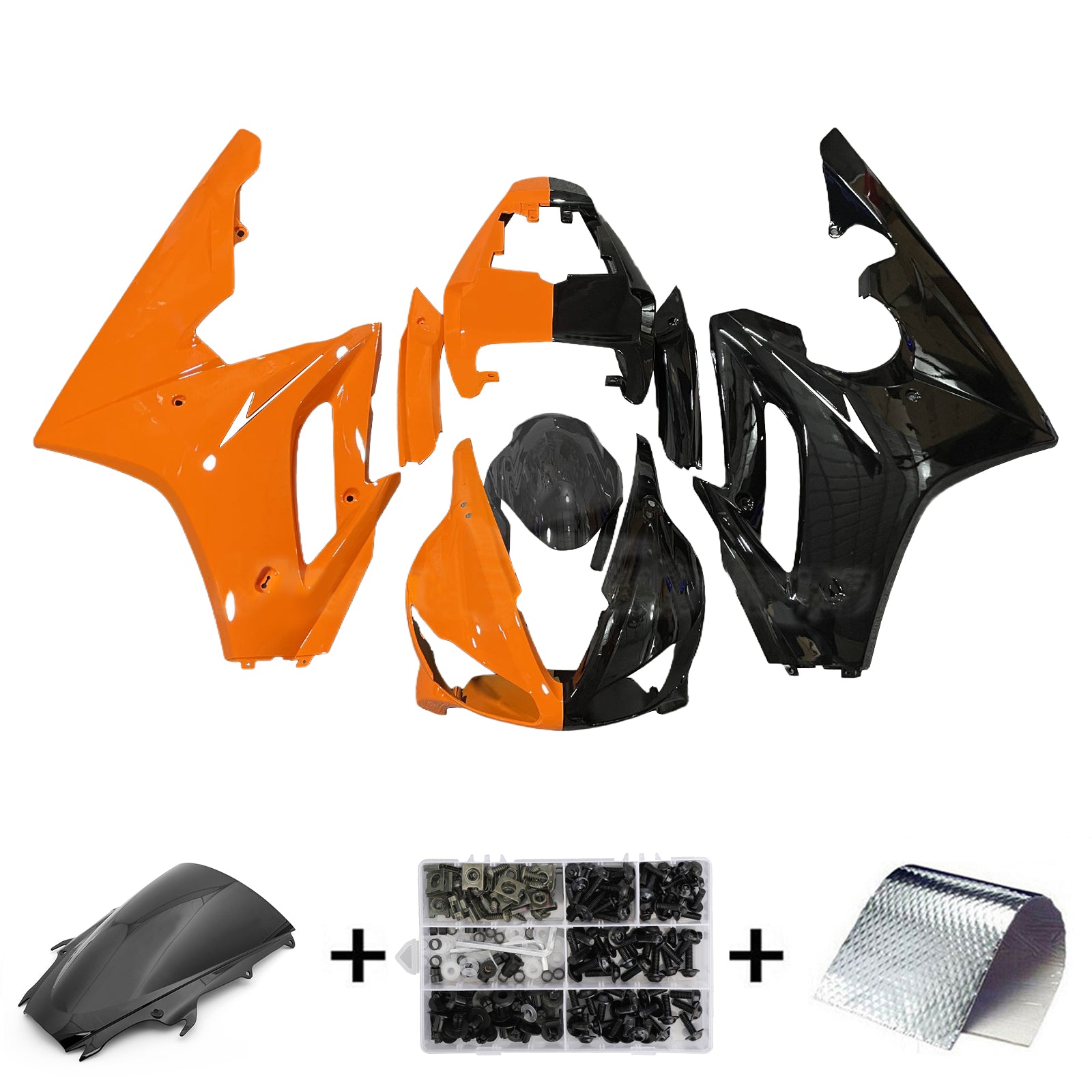 Amotopart 2009-2012 Triumph Daytona 675 Glossy Orange Black Fairing Kit