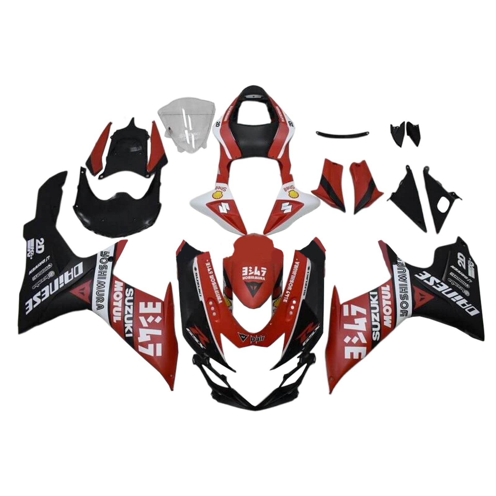 Amotopart 2011-2024 K11 GSXR 600/750  Suzuki Red&Black Style1 Fairing Kit