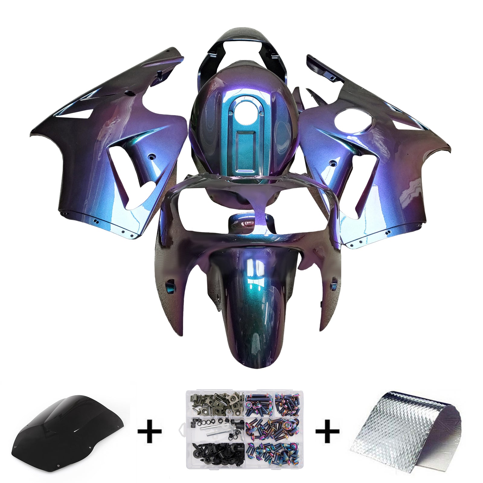 Amotopart 2000-2001 Kawasaki ZX12R Gradient Purple Blue Fairing Kit