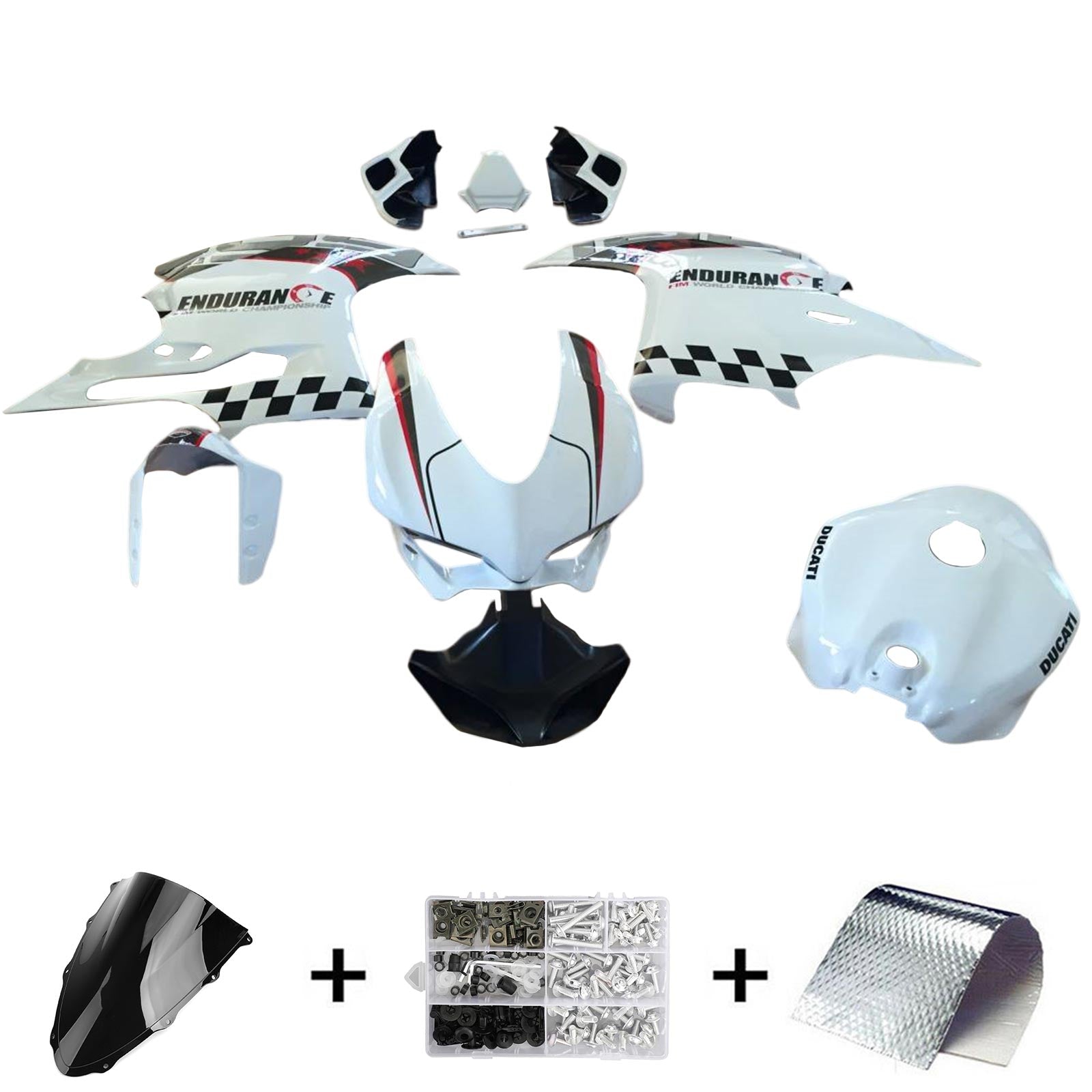 Amotopart 2015-2020 Ducati 1299 959 Checkerboard White Fairing Kit