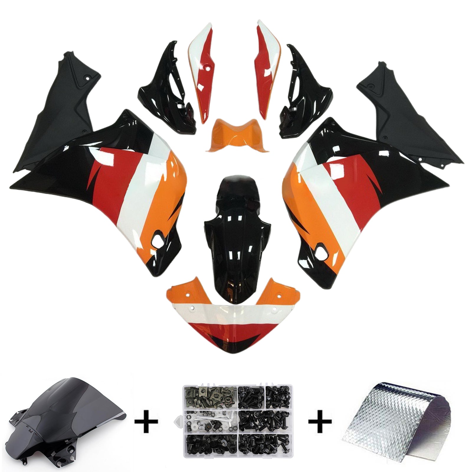 Amotopart 2011-2015 CBR250R Honda Kit de carenado naranja y rojo