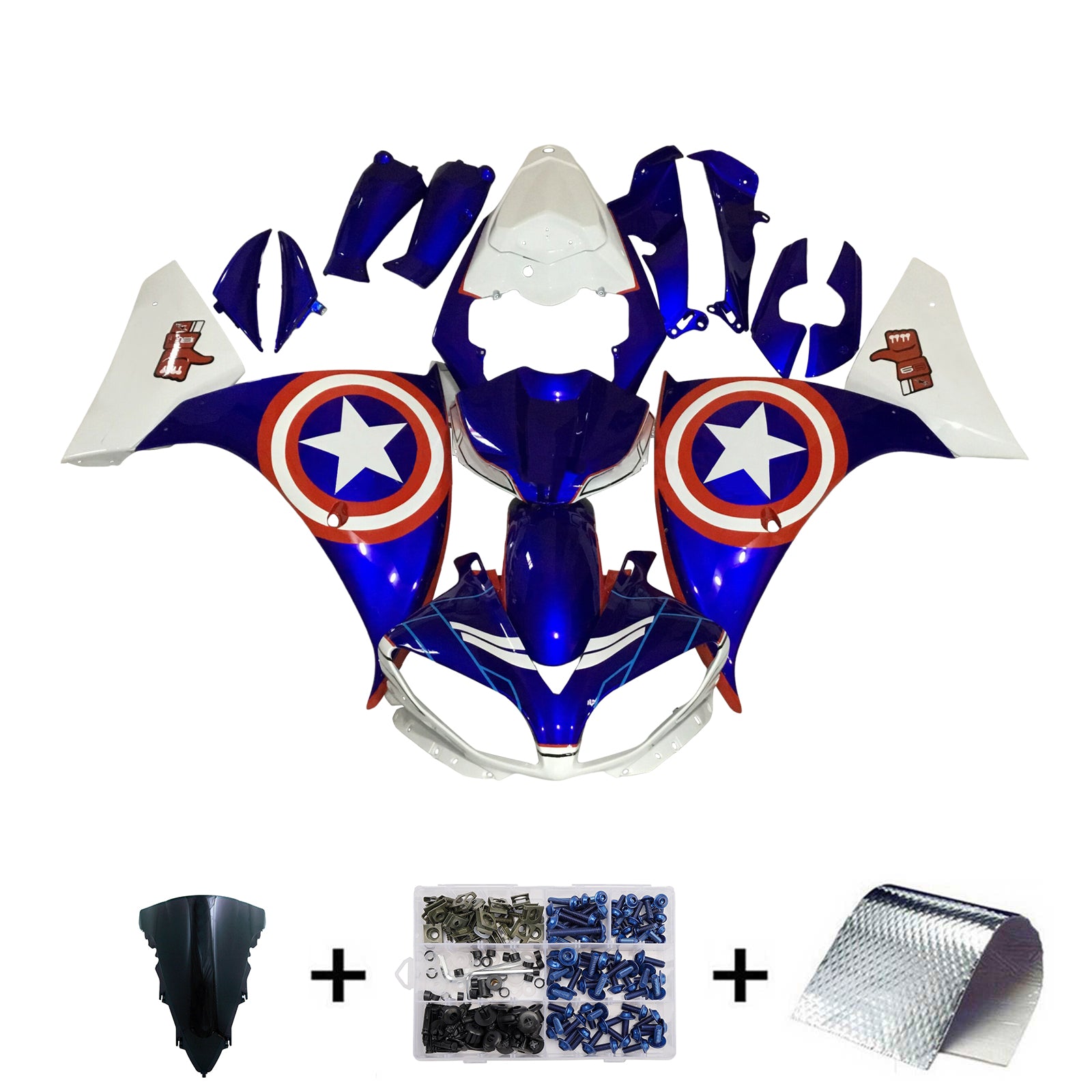 Amotopart 2009-2011 Yamaha  YZF-R1 Blue & White Fairing Kit