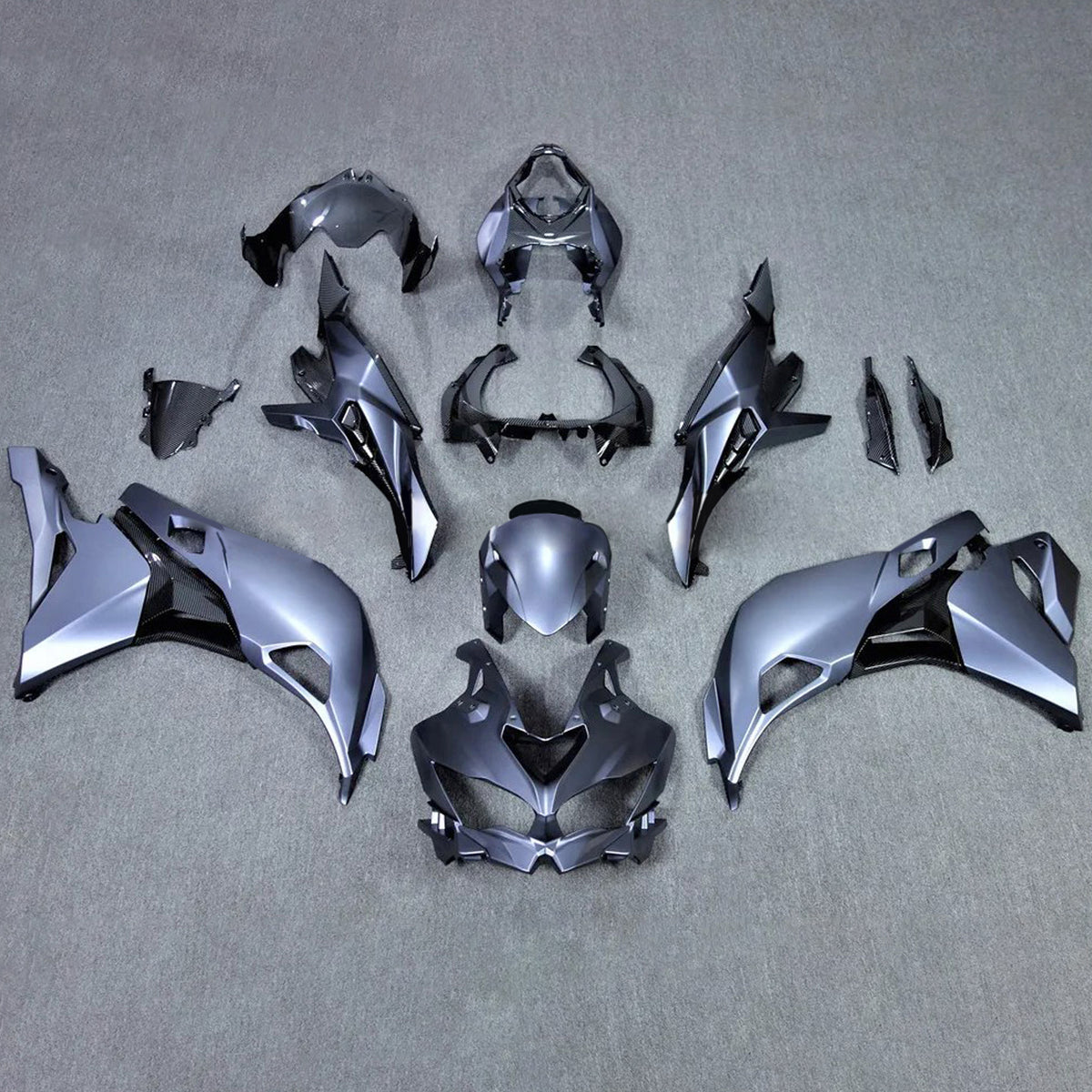 Amotopart 2019-2024 Ninja ZX-25R ZX-4R ZX-4RR Kawasaki Kit de carenado gris mate