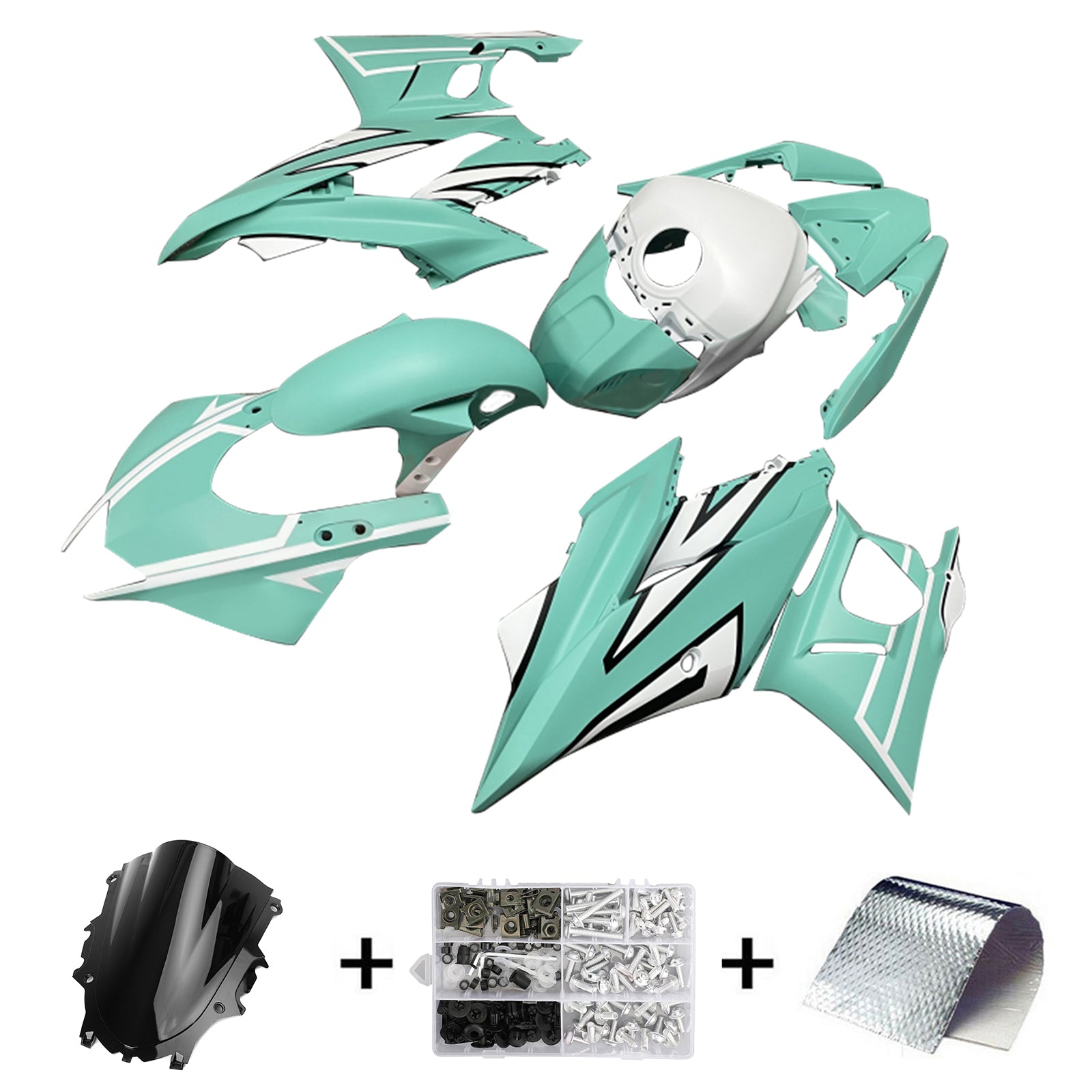 Amotopart Yamaha 2019-2021 YZF R3/YZF R25 Matte Green&White Fairing Kit