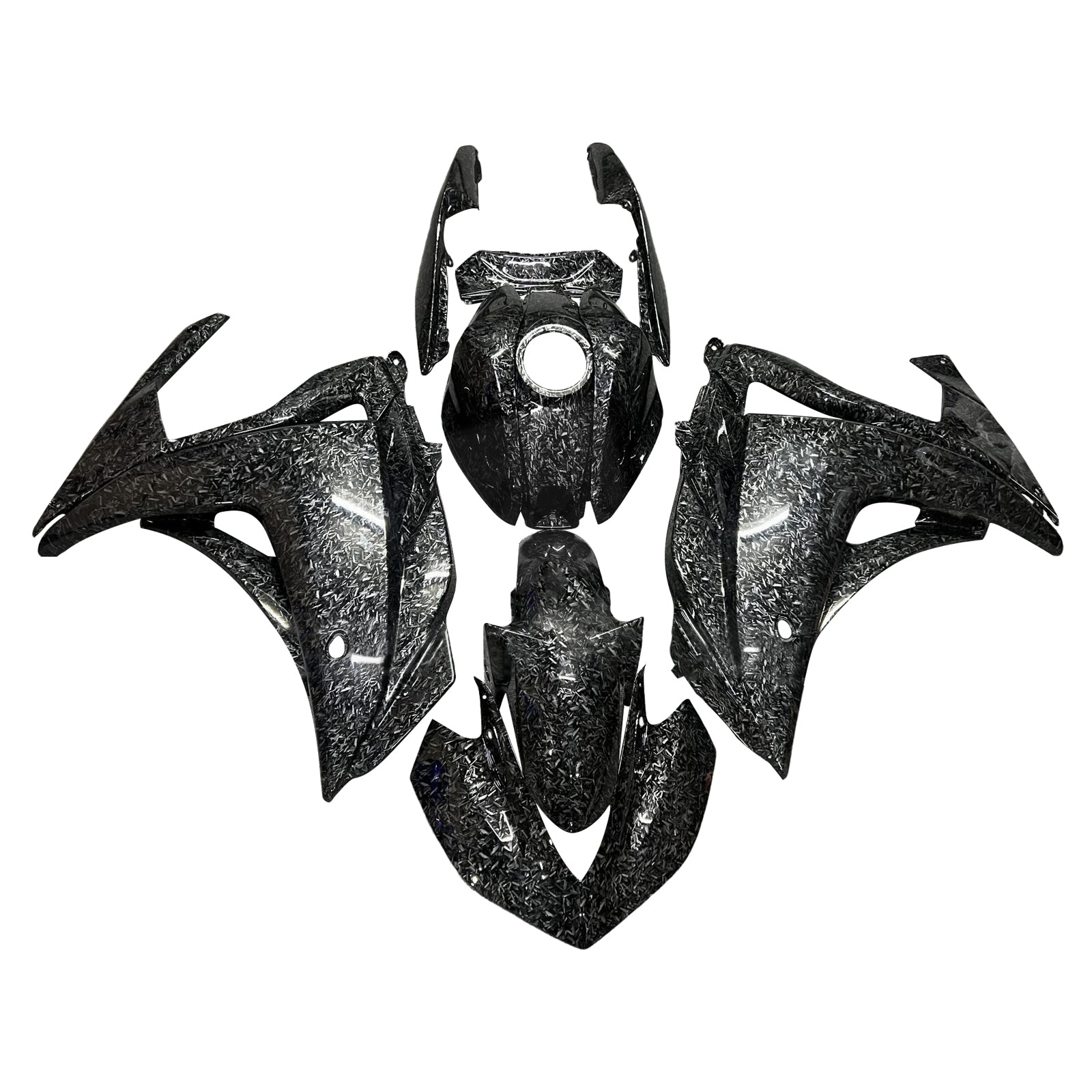 Amotopart Yamaha 2014-2018 YZF R3 2015-2017 YZF R25 Black Forged Carbon Fiber Pattern Fairing Kit