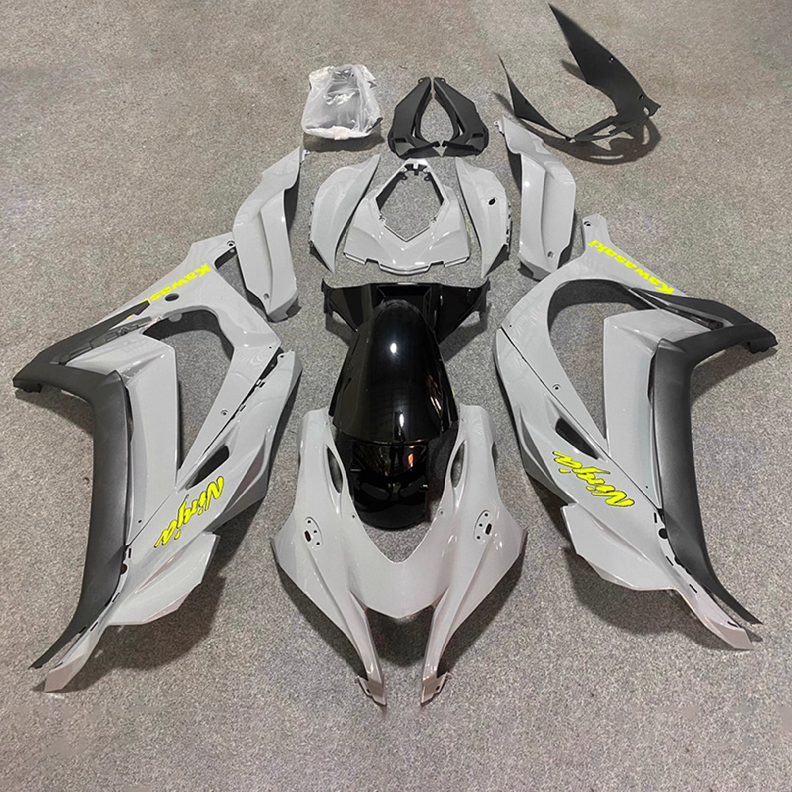Amotopart 2016-2020 Kawasaki ZX10R Grey Black Fairing Kit