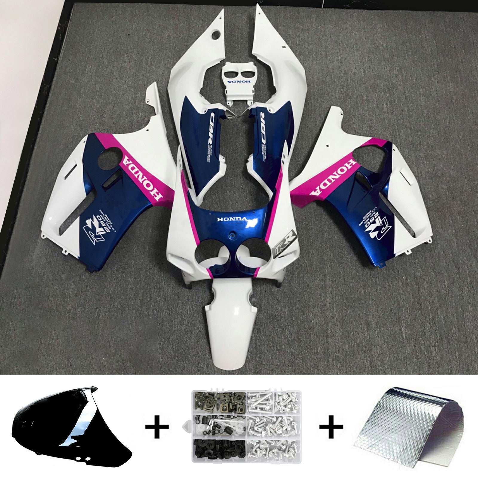 Amotopart 1990-1998 CBR250RR MC22 Honda Kit carena rosa e blu