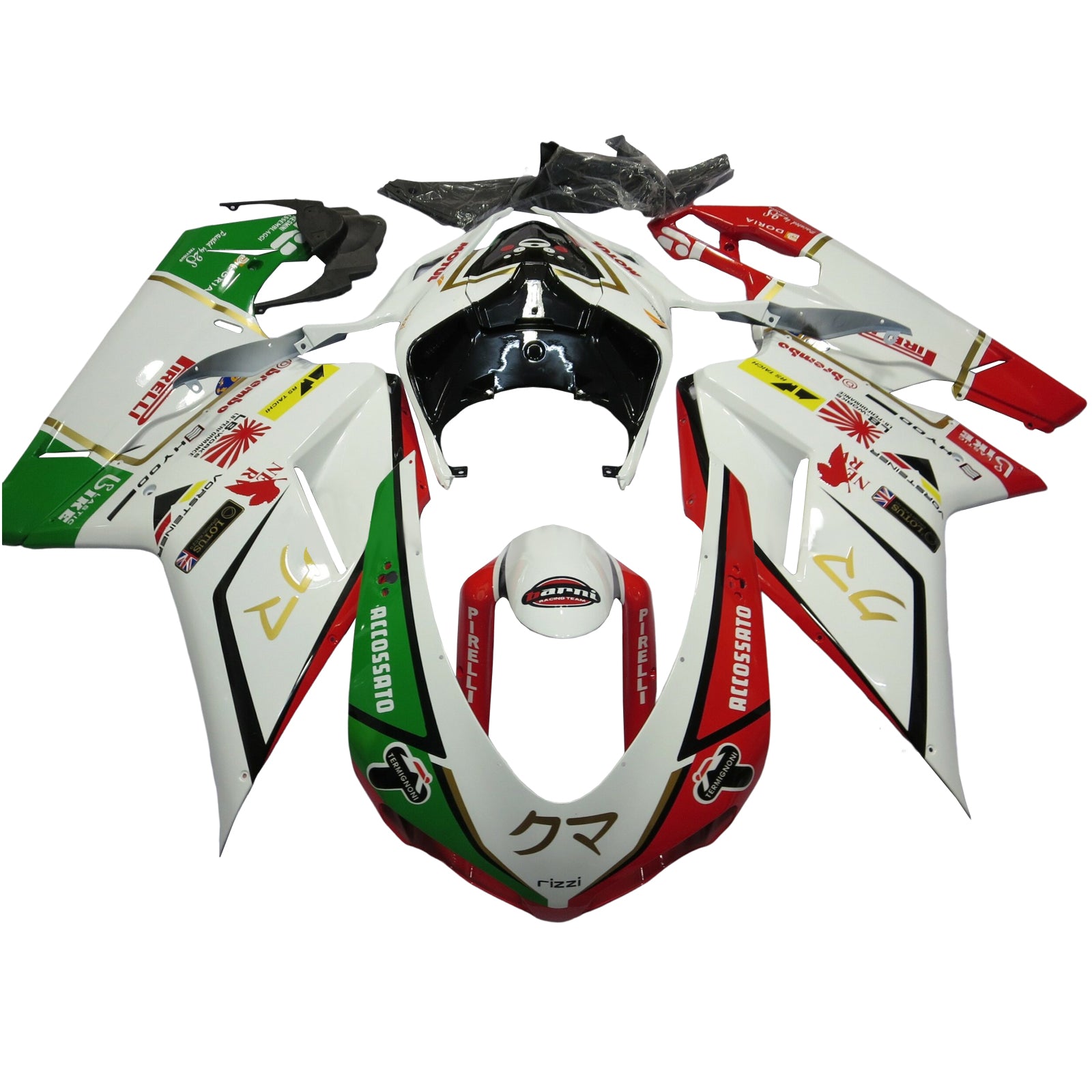 Amotopart 2007-2011 Ducati 1098/1198/848 Green Red White Fairing Kit