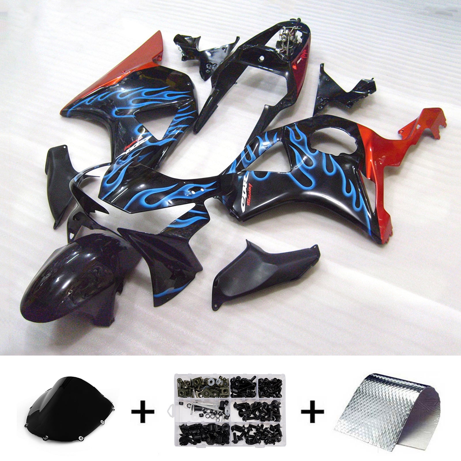 Amotopart 2002–2003 Honda CBR954 Schwarz/Blau Verkleidungsset
