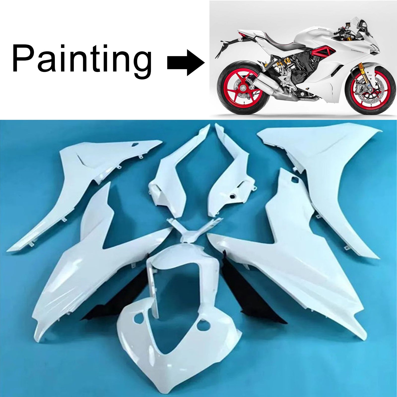 Amotopart 2017-2022 Ducati Supersport 939 / 939S White Fairing Kit