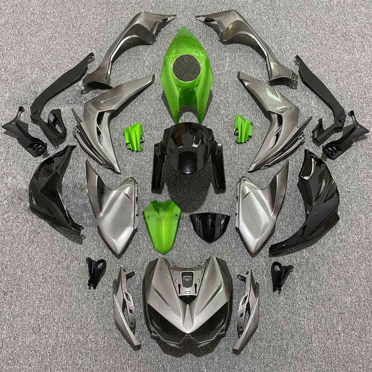 Amotopart 2014-2017 Kit de carénage Z1000 Kawasaki vert et gris