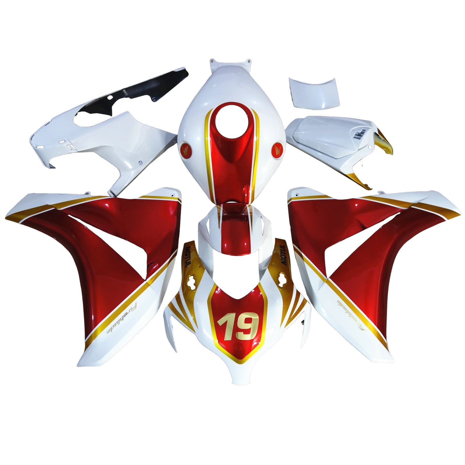 Amotopart 2008-2011 Honda CBR1000rr Kit de carénage rouge blanc