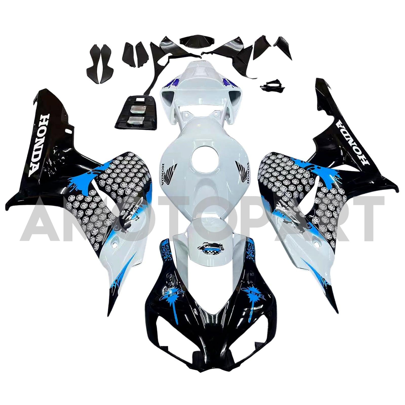 Amotopart 2006-2007 Honda CBR1000RR WHITE BLACK RAKING KIT