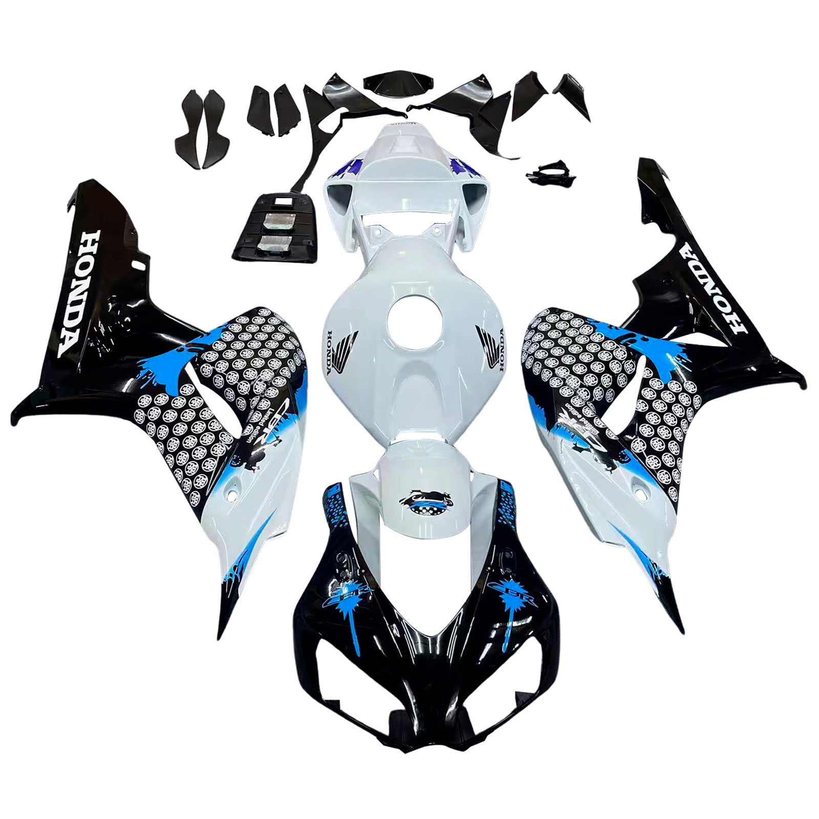 Amotopart 2006-2007 Honda CBR1000RR White Black Fairing Kit