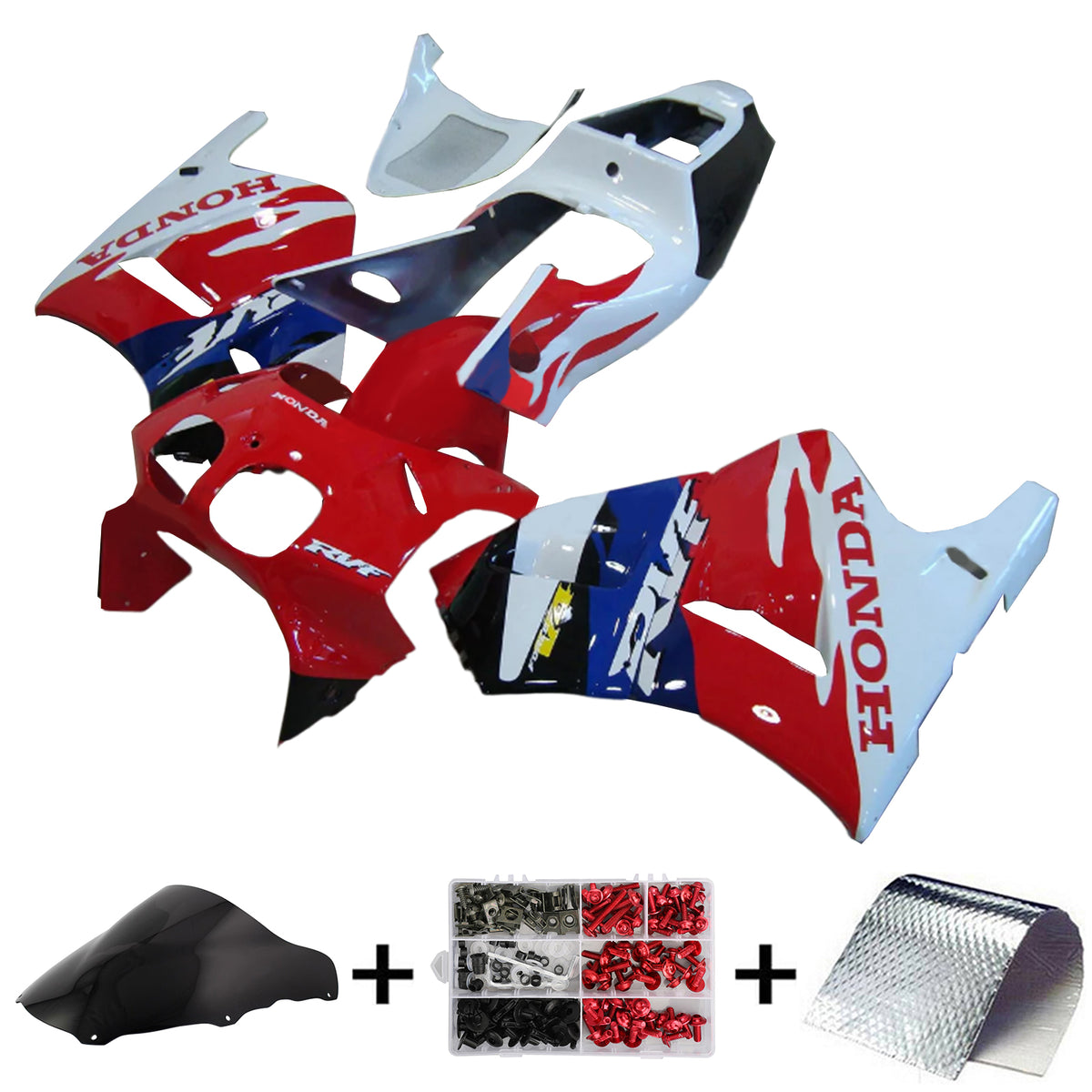 Amotopart 1993-1998 Honda RVF400 NC35 Kit de carenado rojo blanco y logotipo