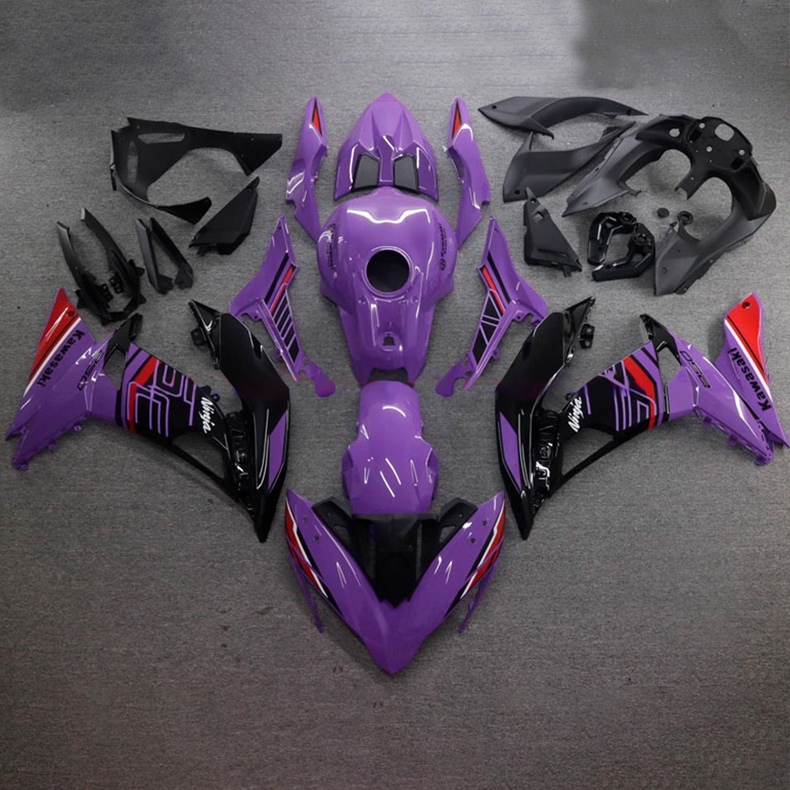 Amotopart 2017-2019 Kawasaki ER6F/Ninja650R Purple Black Red Fairing Kit