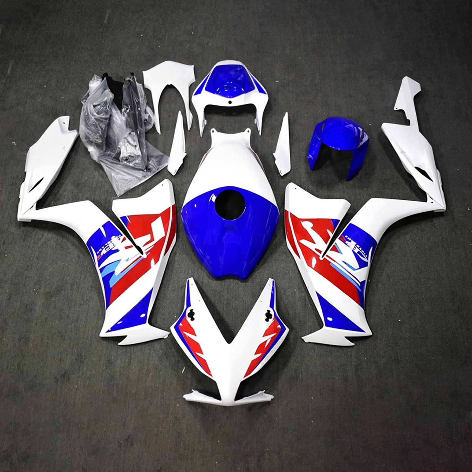 Amotopart 2012-2016 Honda CBR1000RR White/Red/Blue Fairing Kit