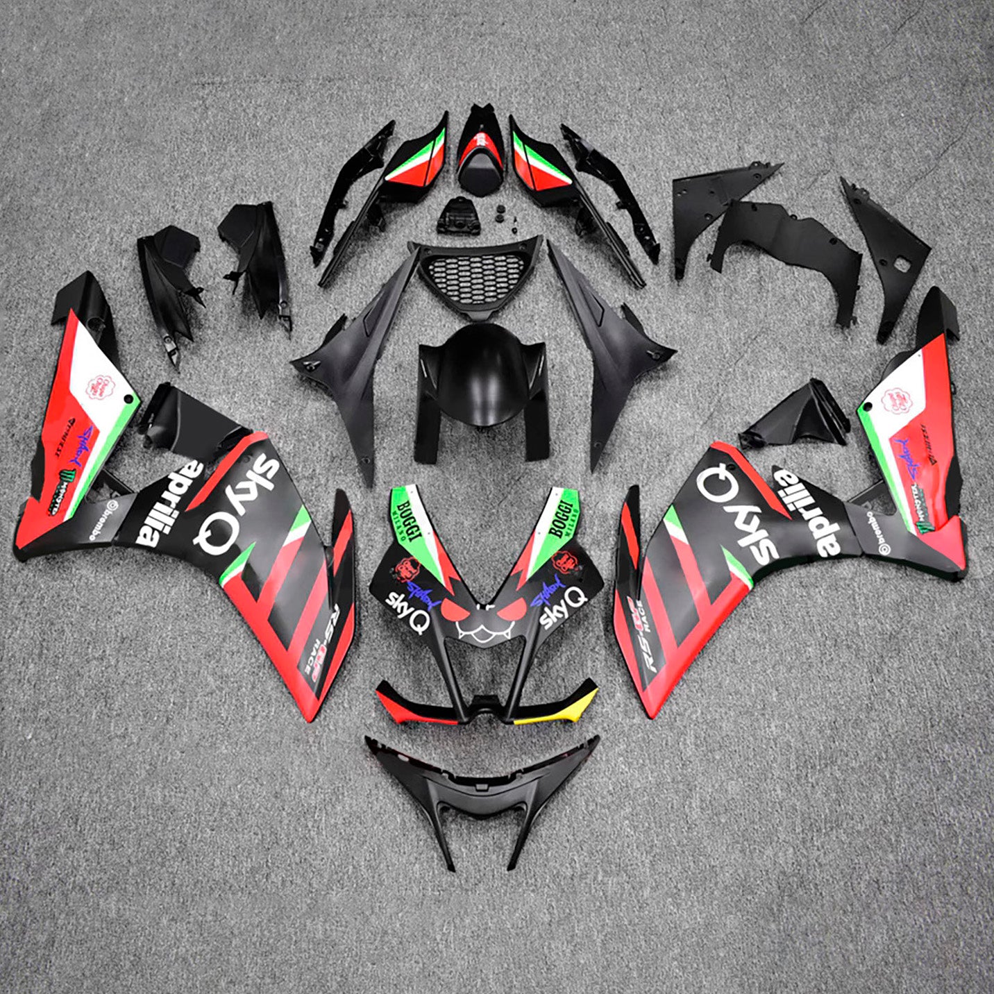 Amotopart 2009-2015 Aprilia RSV4 1000 Black Red White Fairing Kit