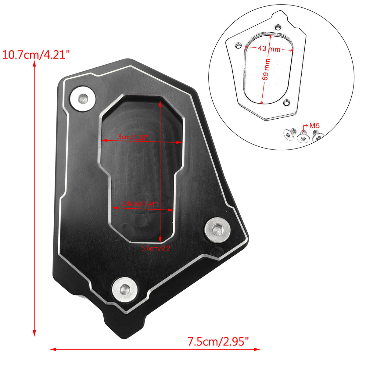 Kickstand Side Stand Enlarge Extension Plate For BMW R1200 GS Adv 14-16 Black