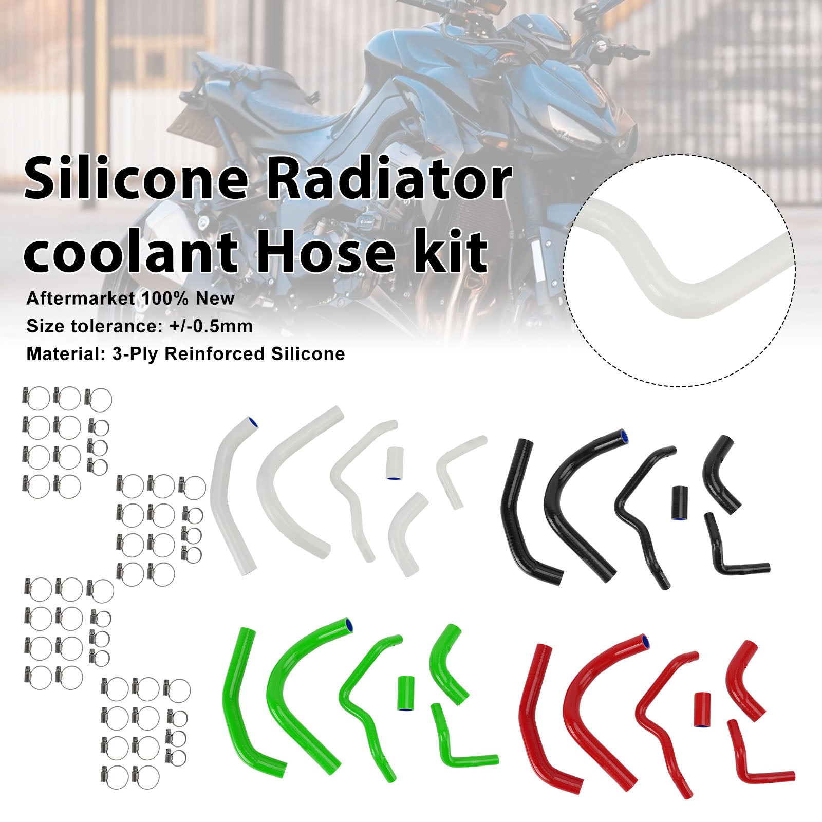Kawasaki Z1000 Z1000SX Z1100 Silicone Radiator coolant Hose kit