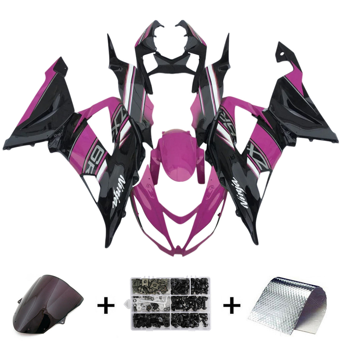 Amotopart 2013-2018 Kawasaki ZX6R 636 Kit de carénage noir violet