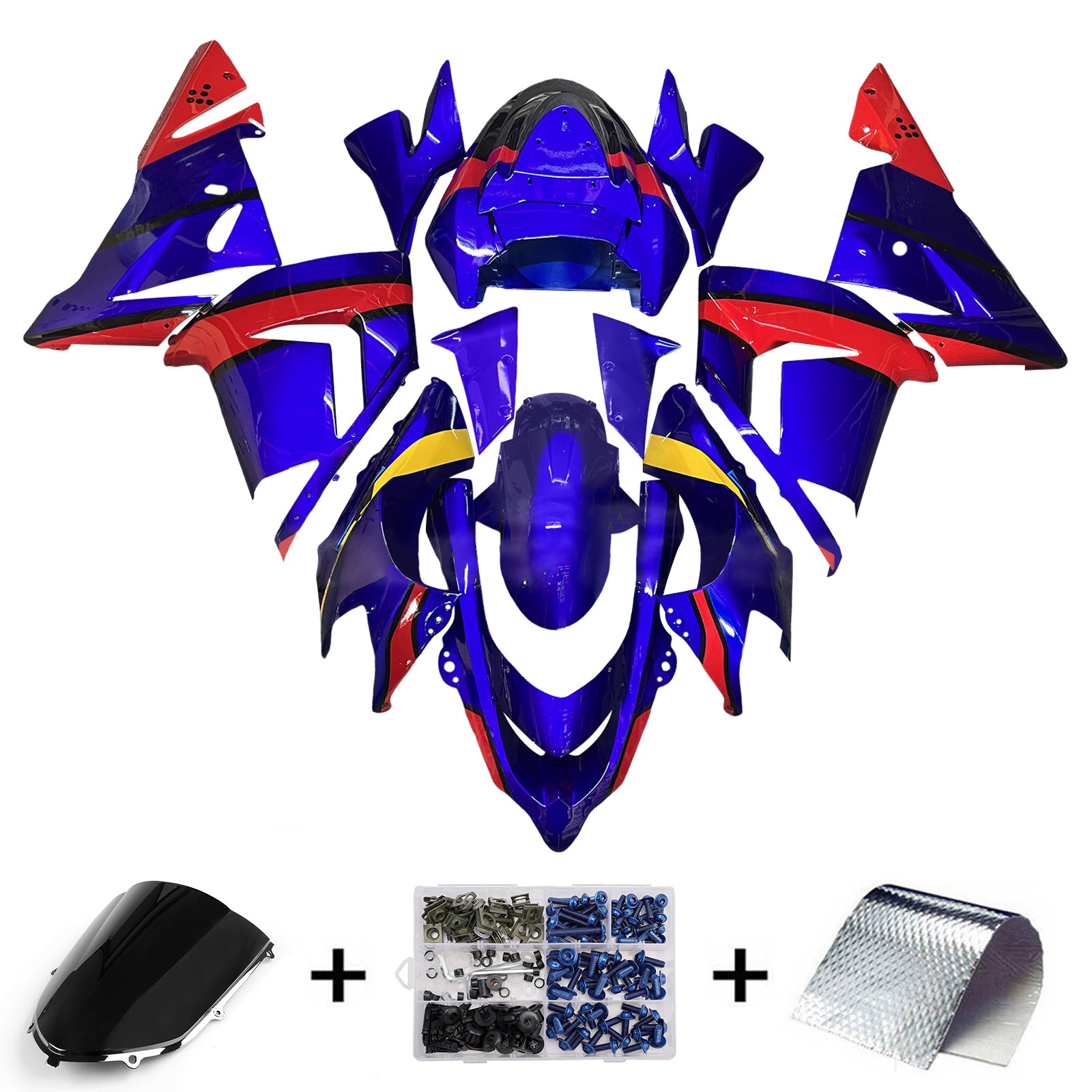 Amotopart 2004-2005 Kawasaki ZX10R Blue Red Fairing Kit
