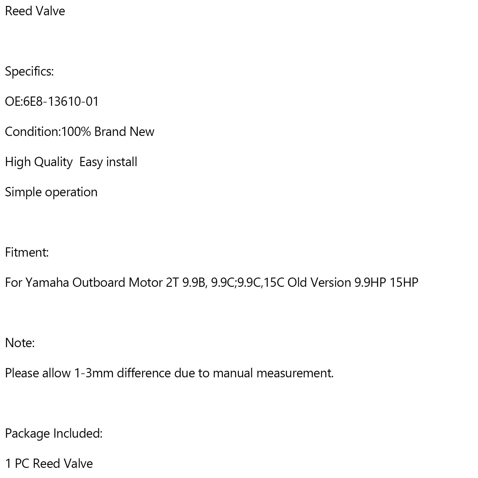 6E8-13610-01 Membranventilbaugruppe für Yamaha Außenbordmotor 2T 9,9 PS 15 PS alte Version