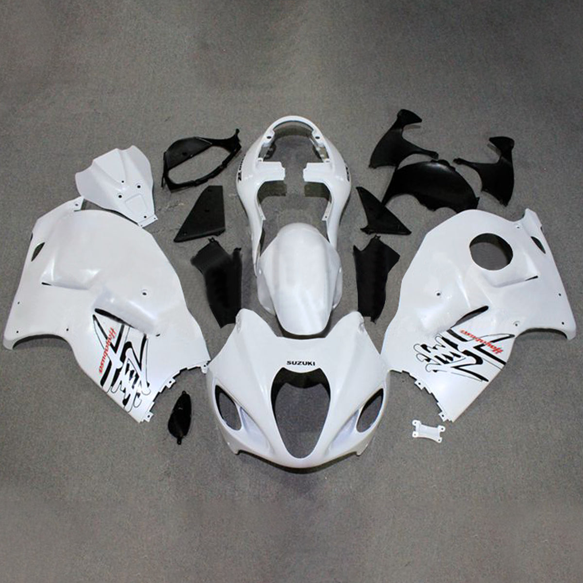 Amotopart 1999-2007 Suzuki Hayabusa GSX1300R Kit de carenado Style2 blanco y negro