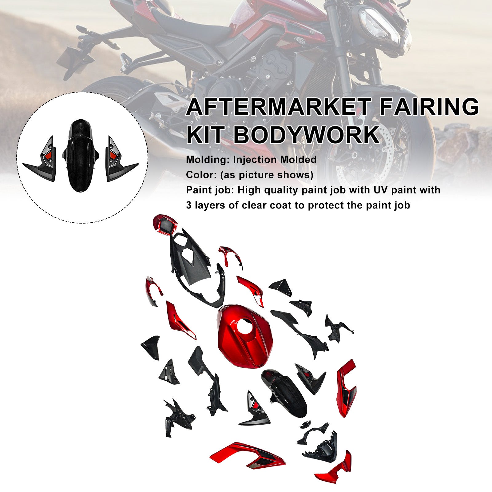 Amotopart 2023–2025 Triumph Street Triple 765 R/RS Verkleidungsset-Kollektion