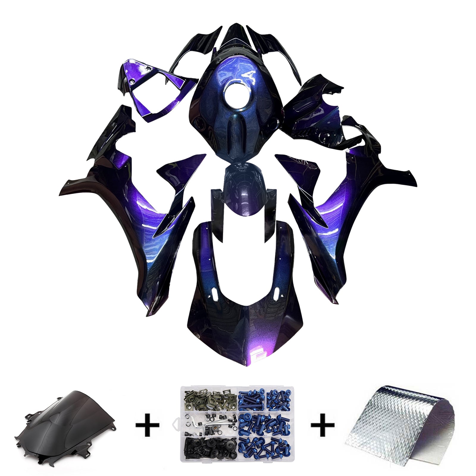 Amotopart 2015-2019 Yamaha  YZF-R1 Blue & Purple Chameleon Fairing Kit